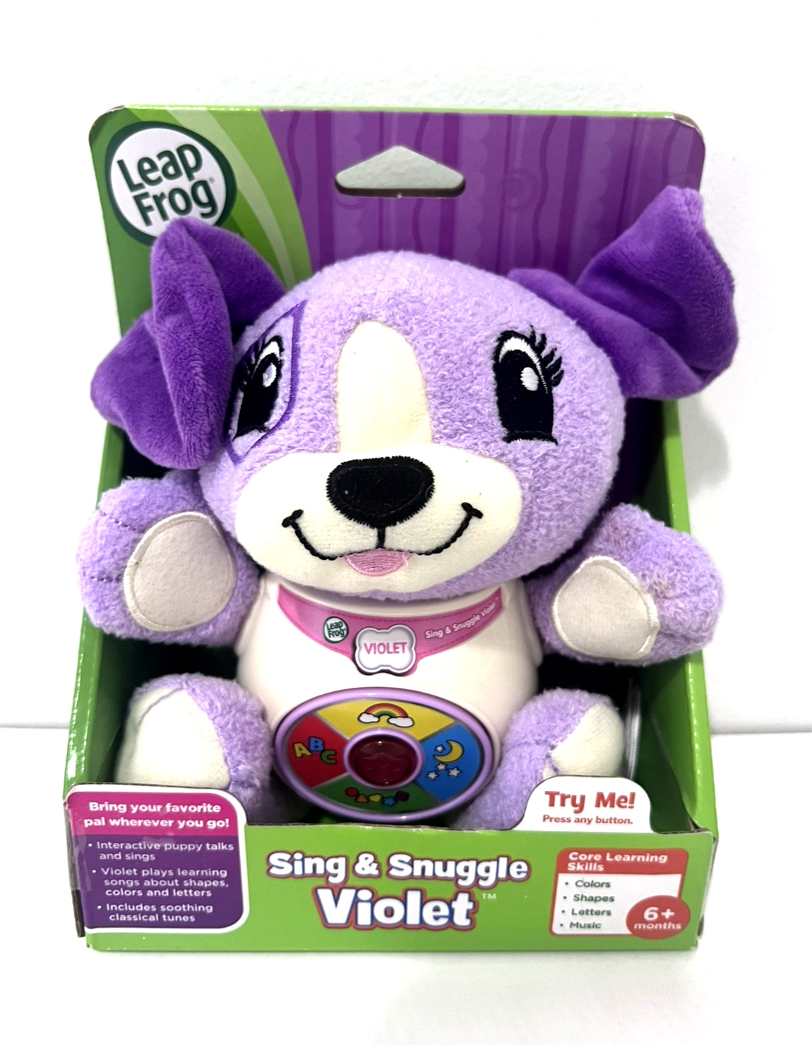LEAP FROG SING & SNUGGLE VIOLET INTERACTIVE PLUSH PUPPY DOG LEARNING TOY NEW!!