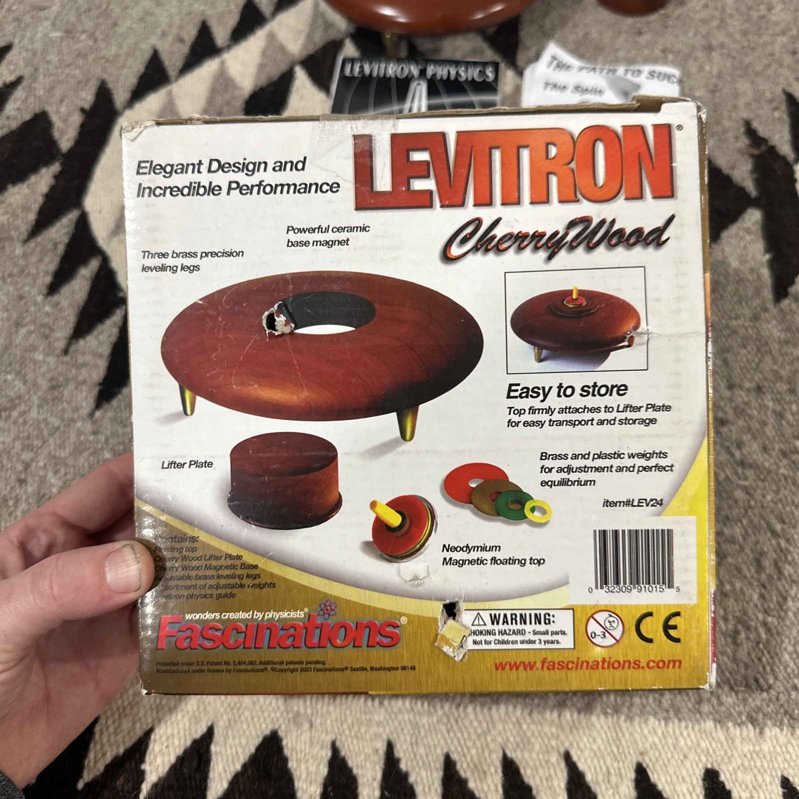 VTG The Amazing Anti-Gravity Top Levitron Cherry Wood Fascinations CIB 2003