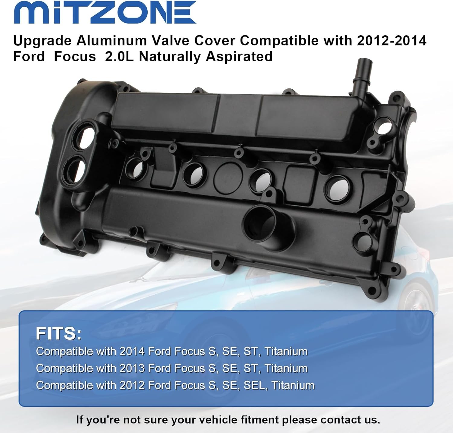 MITZONE Upgrade Aluminum Valve Cover Compatible with 2012 2013 2014 Ford Focus