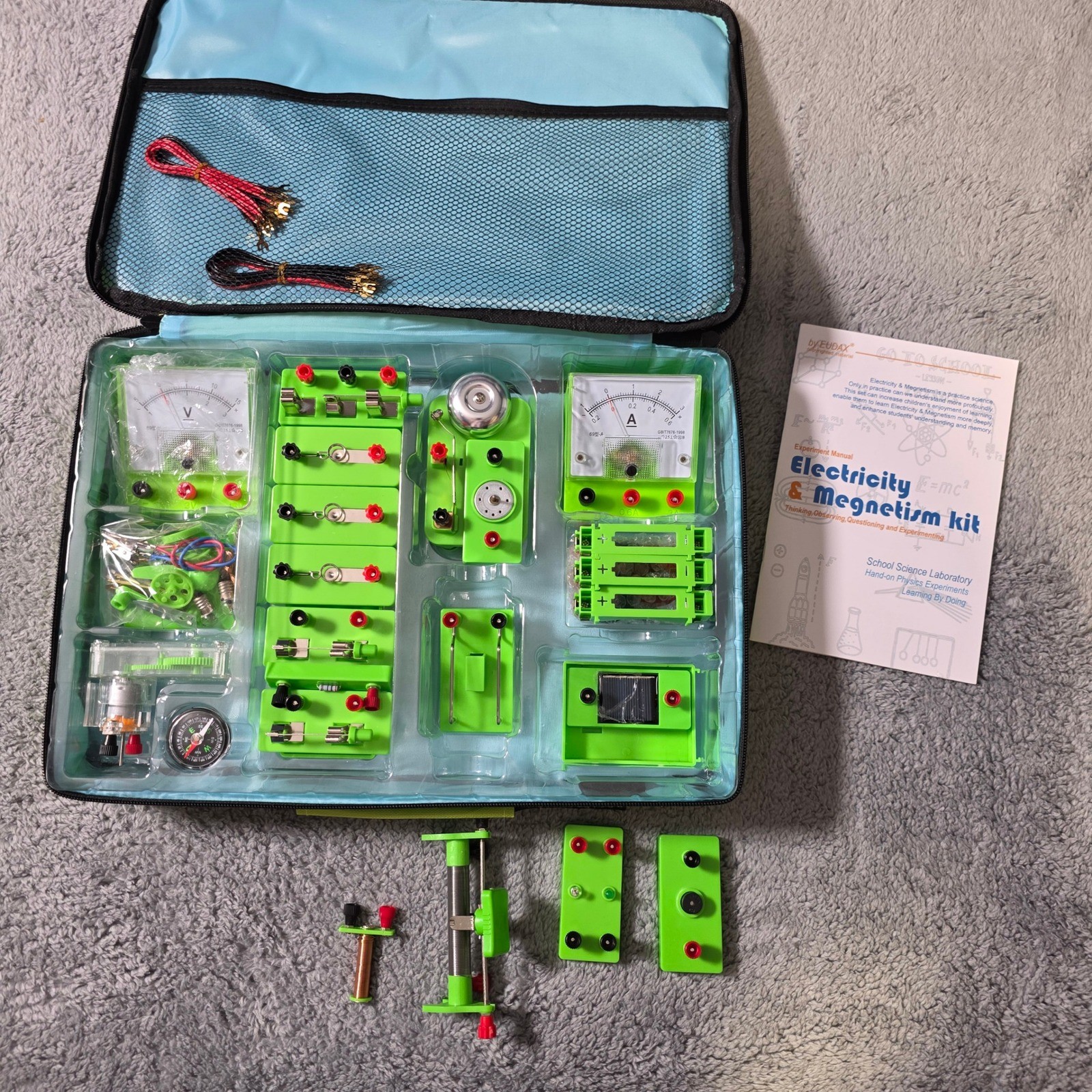 EUDAX Kids Junior High Electricity and Magnetism Kit Green Physics Science Lab