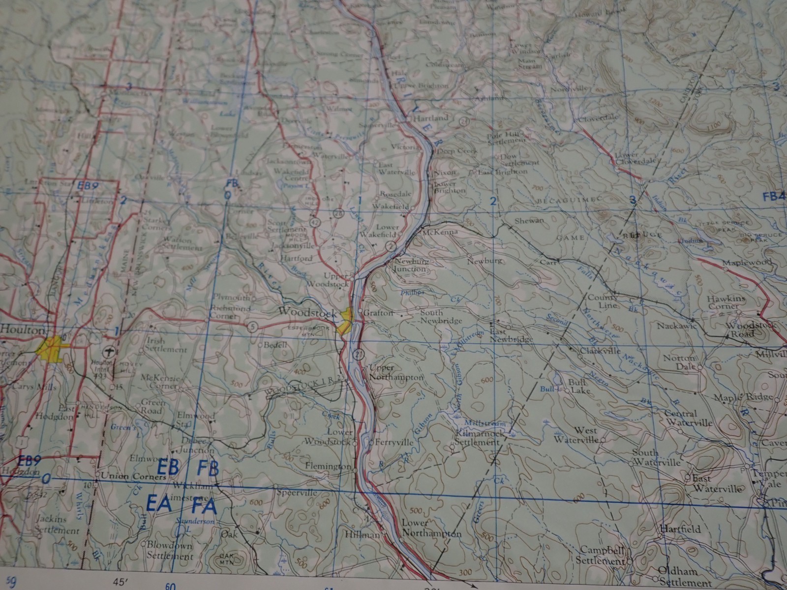Hubbard Scientific Raised Relief Map Unframed 29″ Woodstock Maine NL 19-6