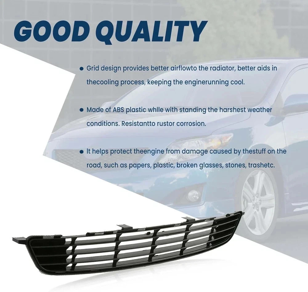 Front Bumper Mesh Air Intake Grille For 2009-2010 Toyota Corolla Black