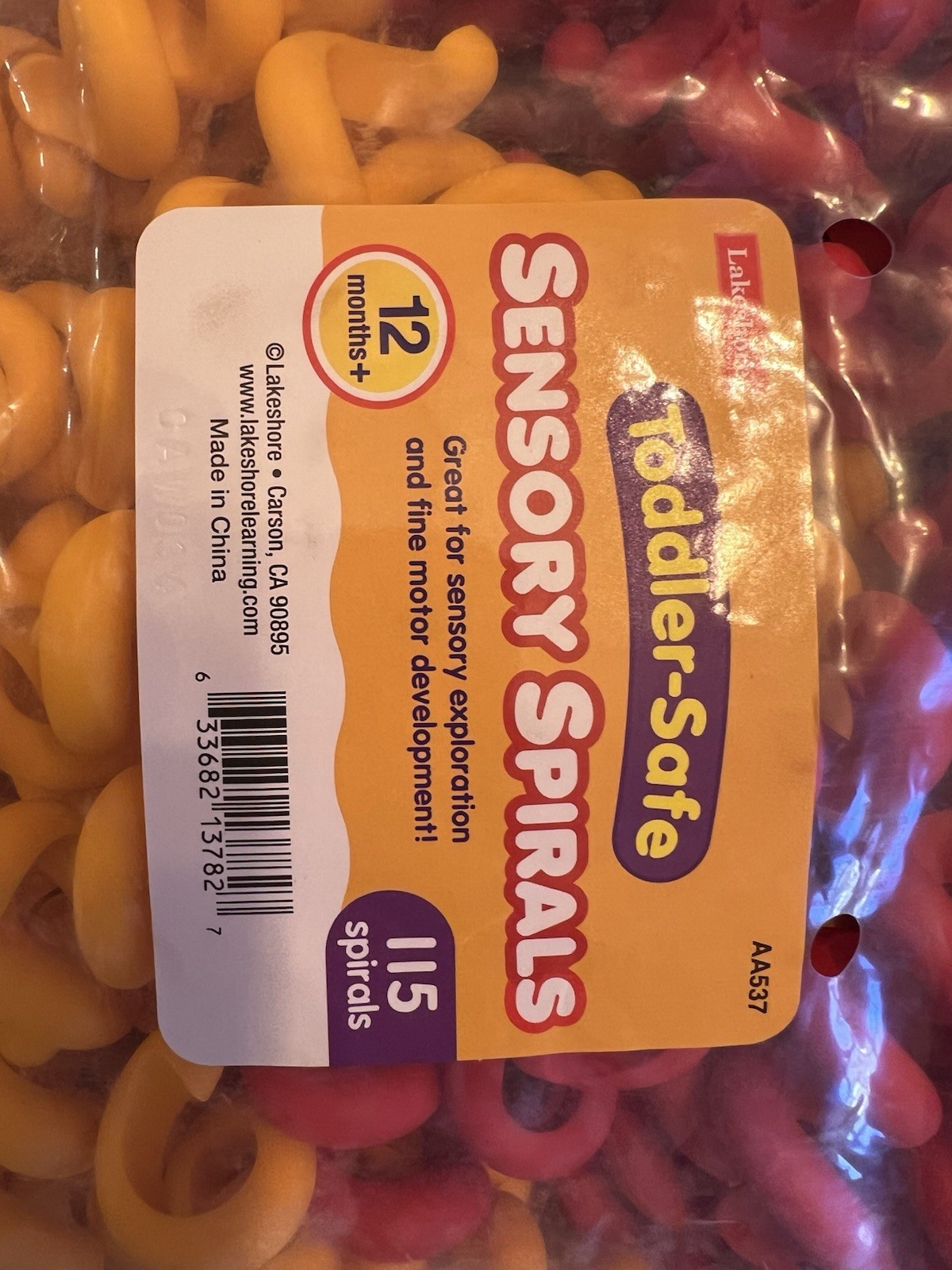 Lakeshore Learning 115 Sensory Spirals Red And Yellow Tactile Shapes New In Bag