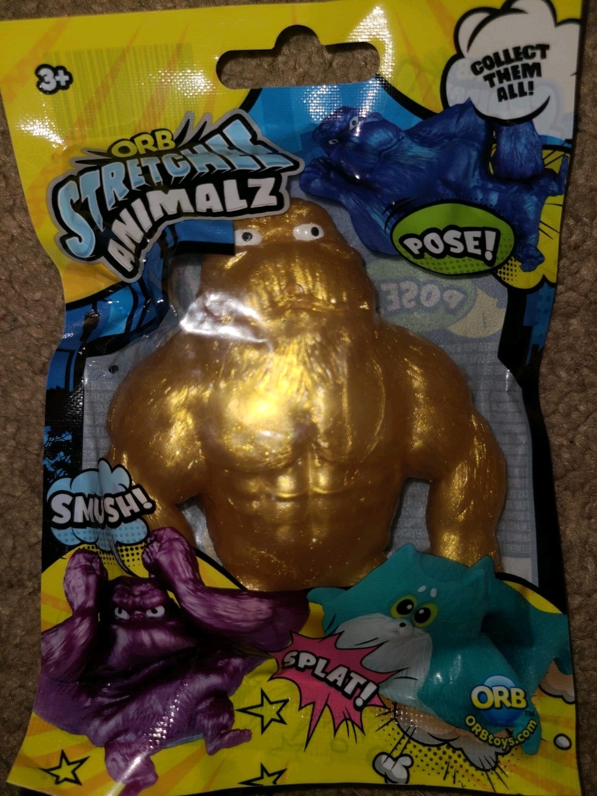 ORB Stretchy Animalz Tactile Squeeze Toys 2-Pack Gold & Orange SQUISHY! SQUISH!