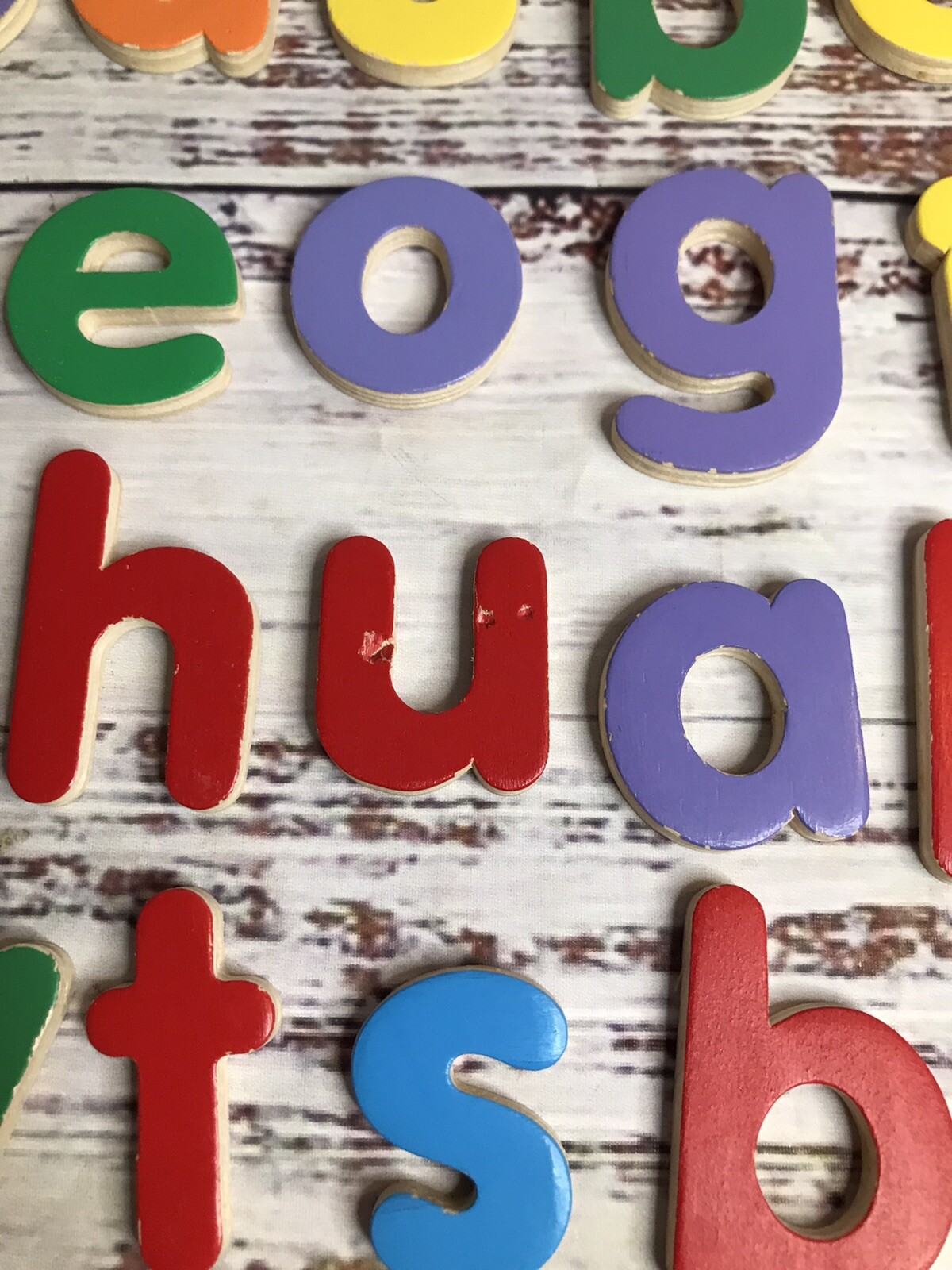 Wooden Alphabet Letters A to Z Vivid Colors Education Crafts School Teacher