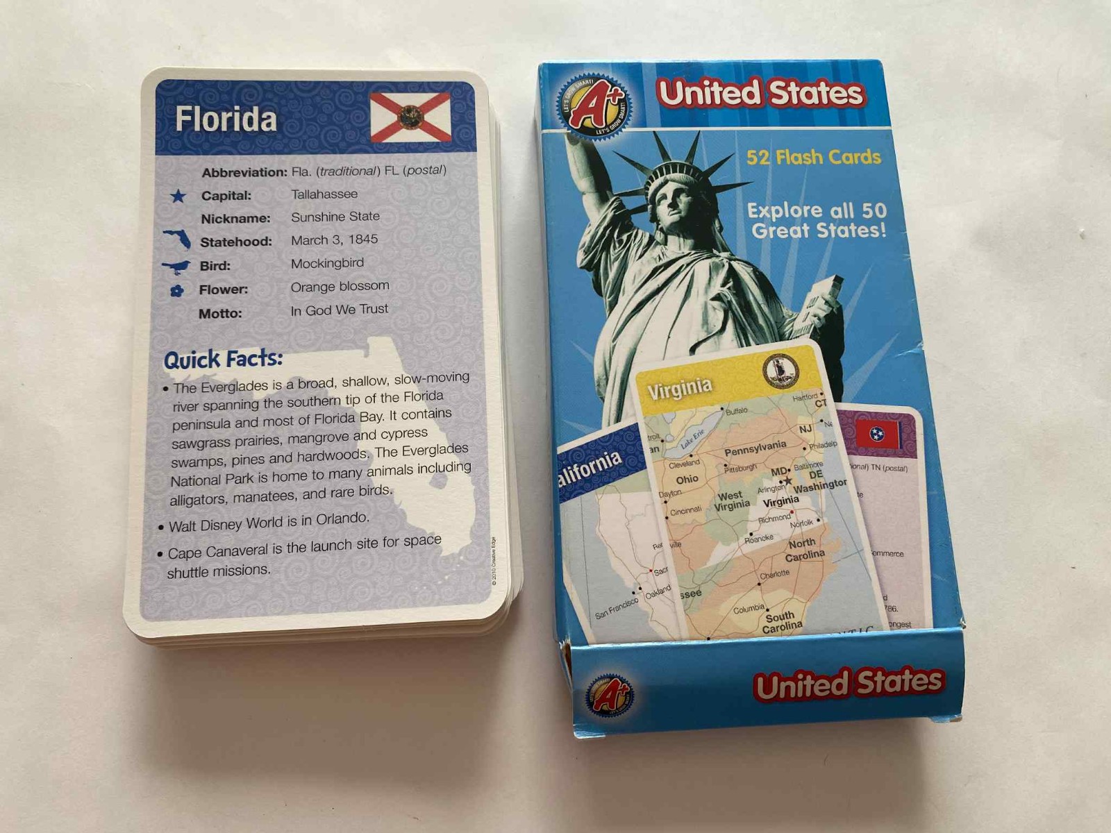 A+ Flash Cards by Creative Edge – Explore United States 52 flash cards VERY GOOD