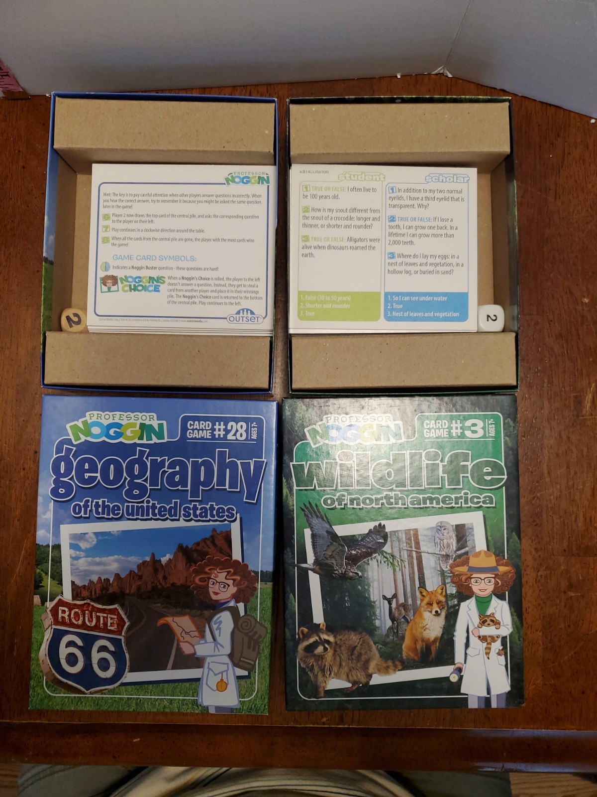 Set Of 2 Professor Noggin Card Games #3 Wildlife And #28 Geography Of United…