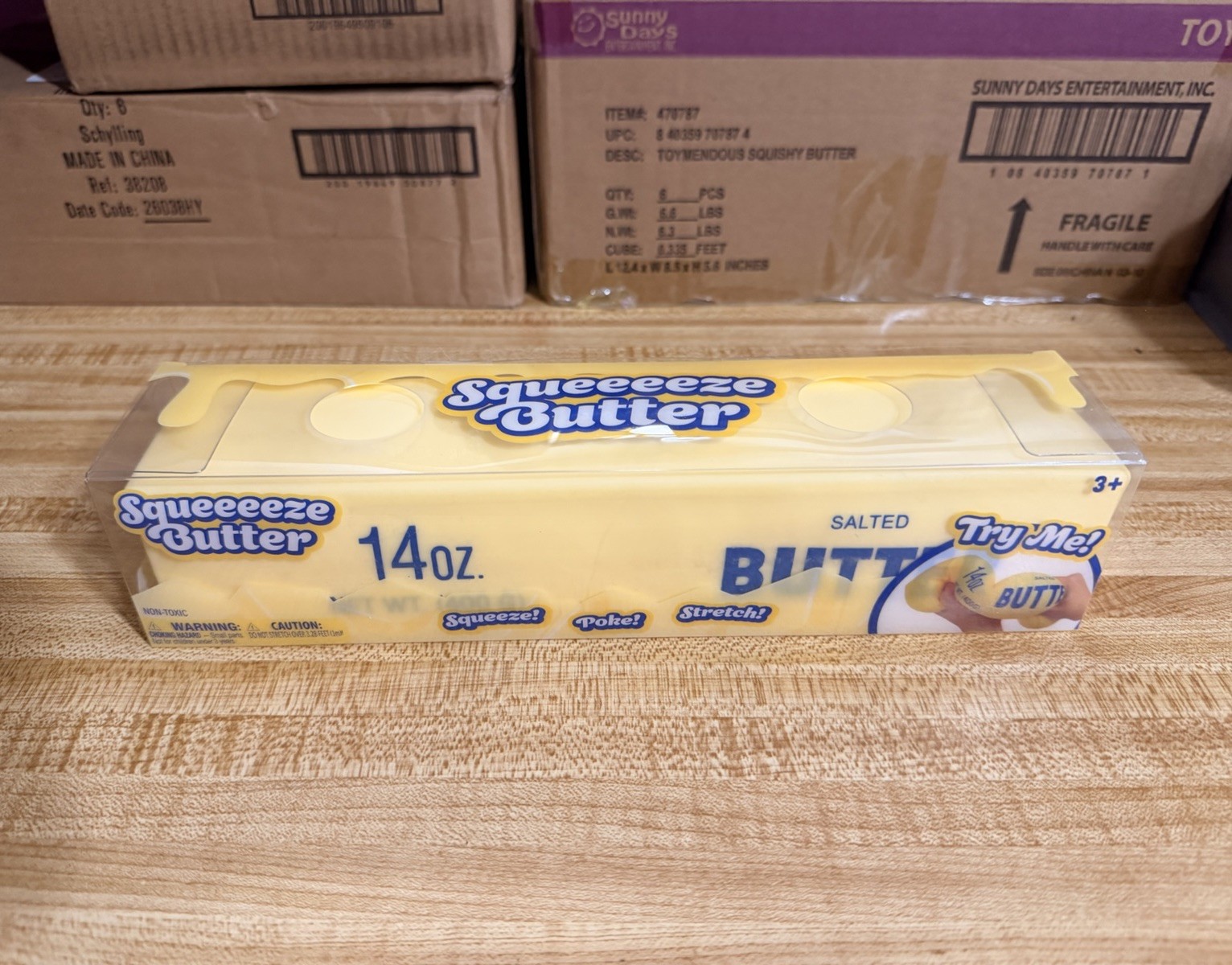 Sunny Days Toymendous REAL Squeeze Squishy 14oz Salted Butter New Sealed