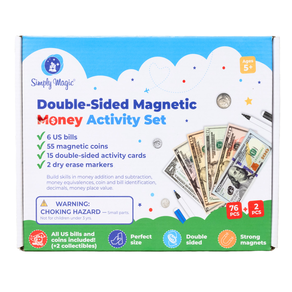 Double-Sided Magnetic Money Activity Set For Teaching Kids About Spending Money