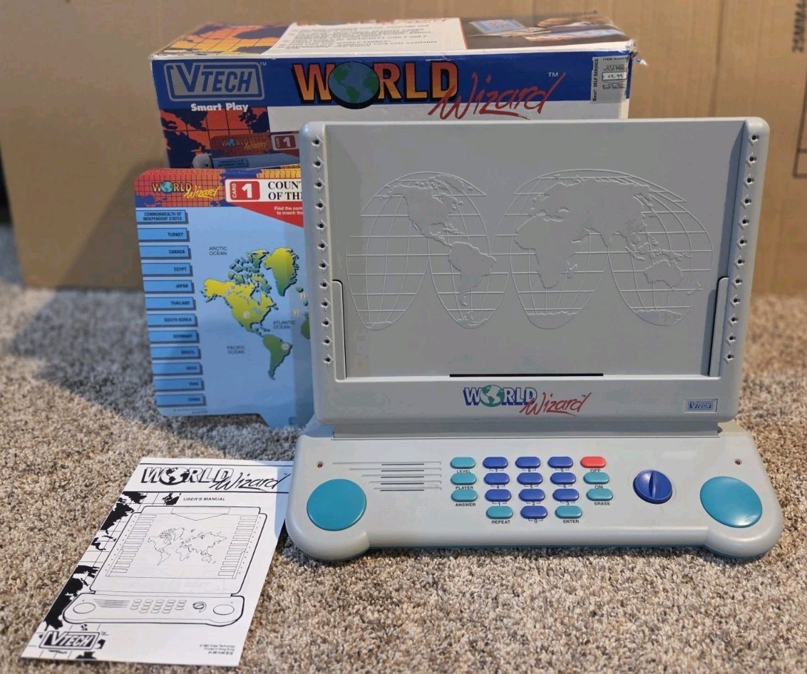 VTech World Wizard Learning System w/ 10 Double-Sided Cards With Box – WORKS
