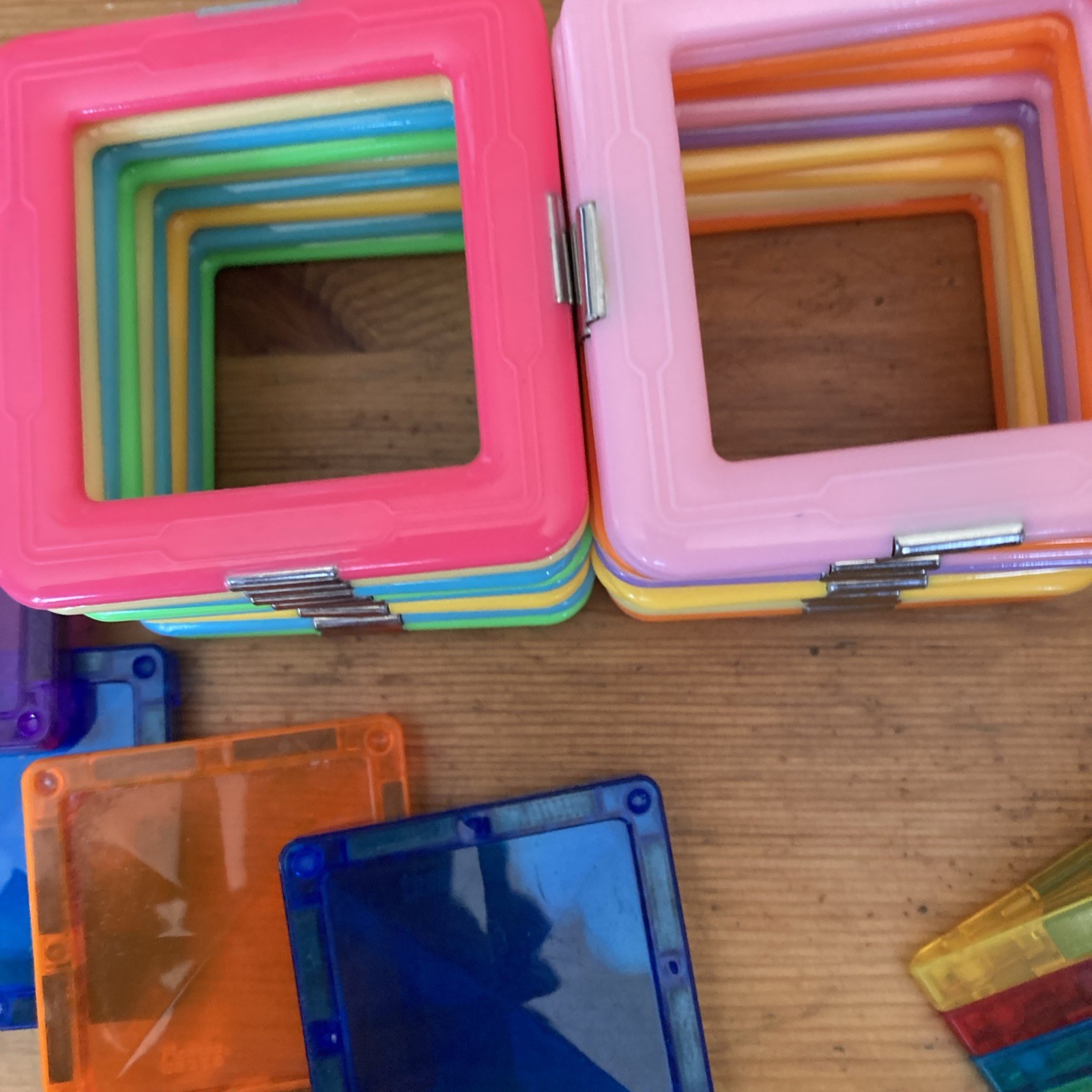 Lot of 32 Magnetic Tiles Different Colors/types Early Learning