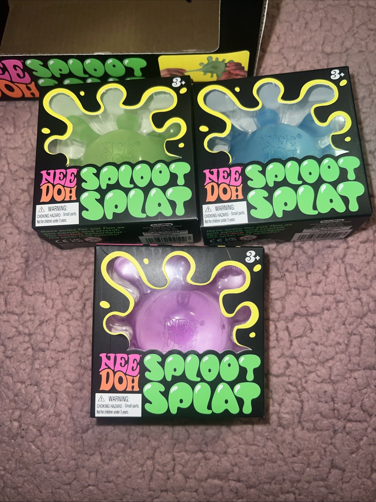 NeeDoh Sploot Splat Combo Blue, Green, Purple Pack of 3 Brand New No Display Box