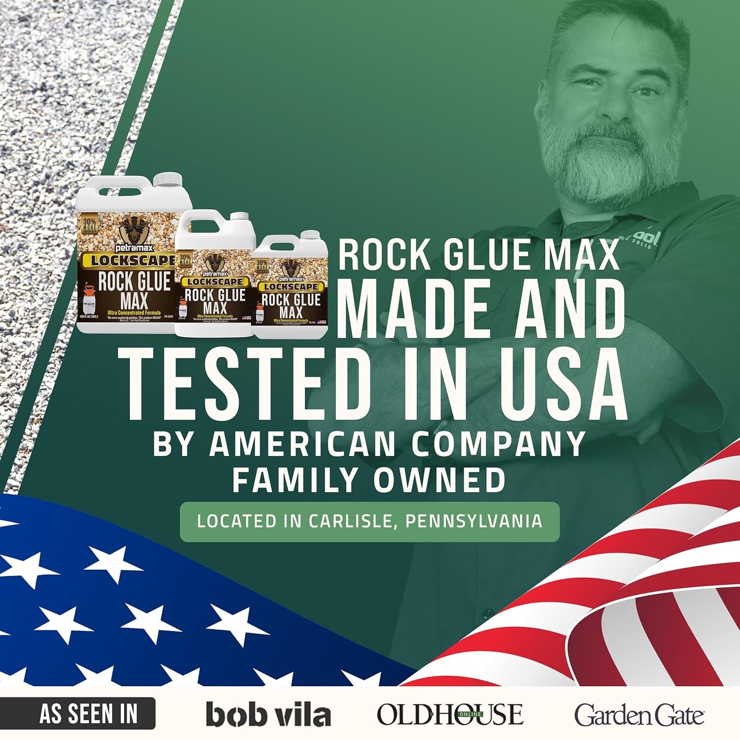 Max Rock Glue for Landscaping, 32 Ounce – Ground Coverage (50 Sq Ft)