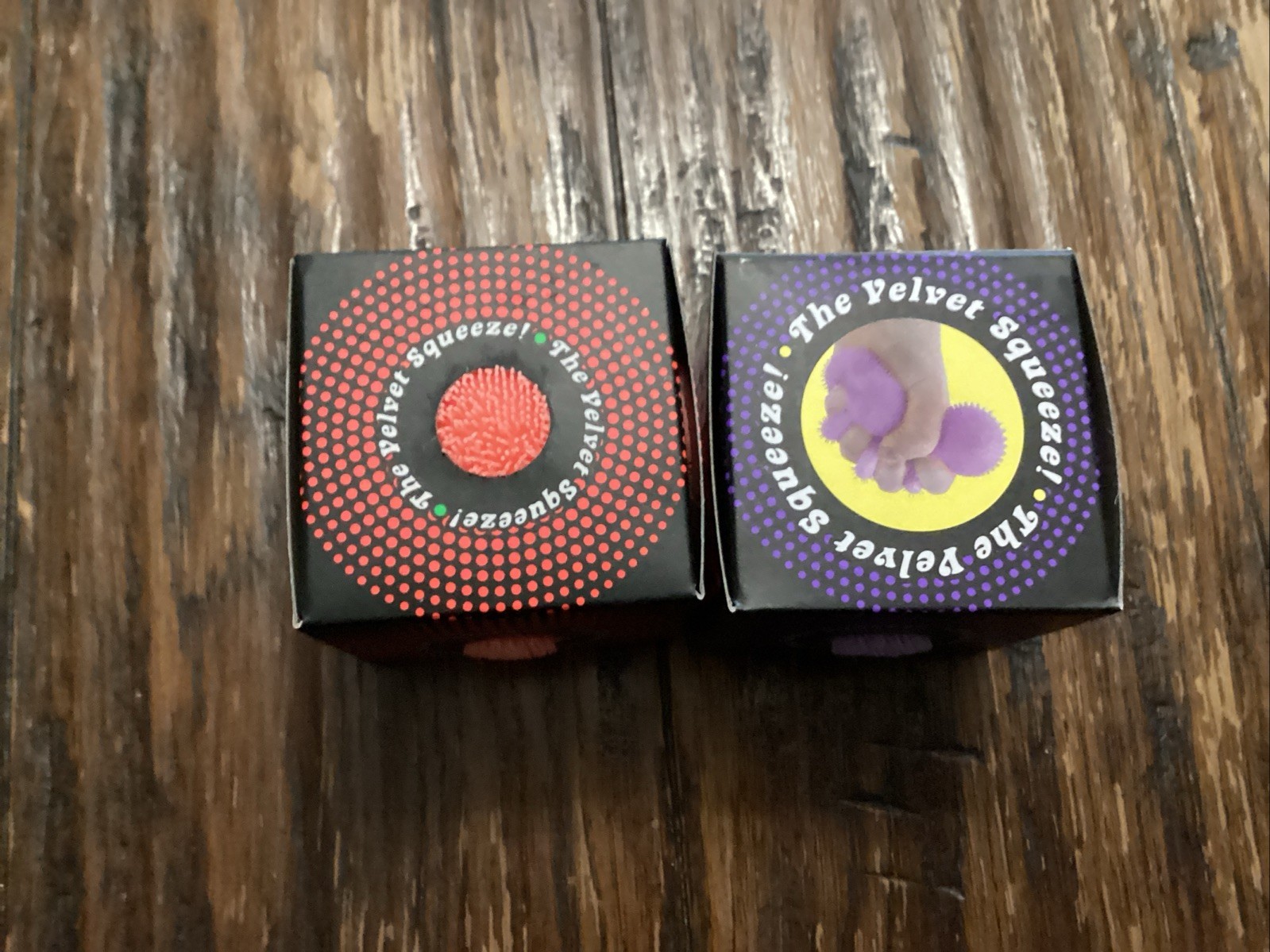 LOT OF 2: Nee Doh Needoh FUZZ BALL Velvet Squeeze Fuzzball NEW Orange & Purple