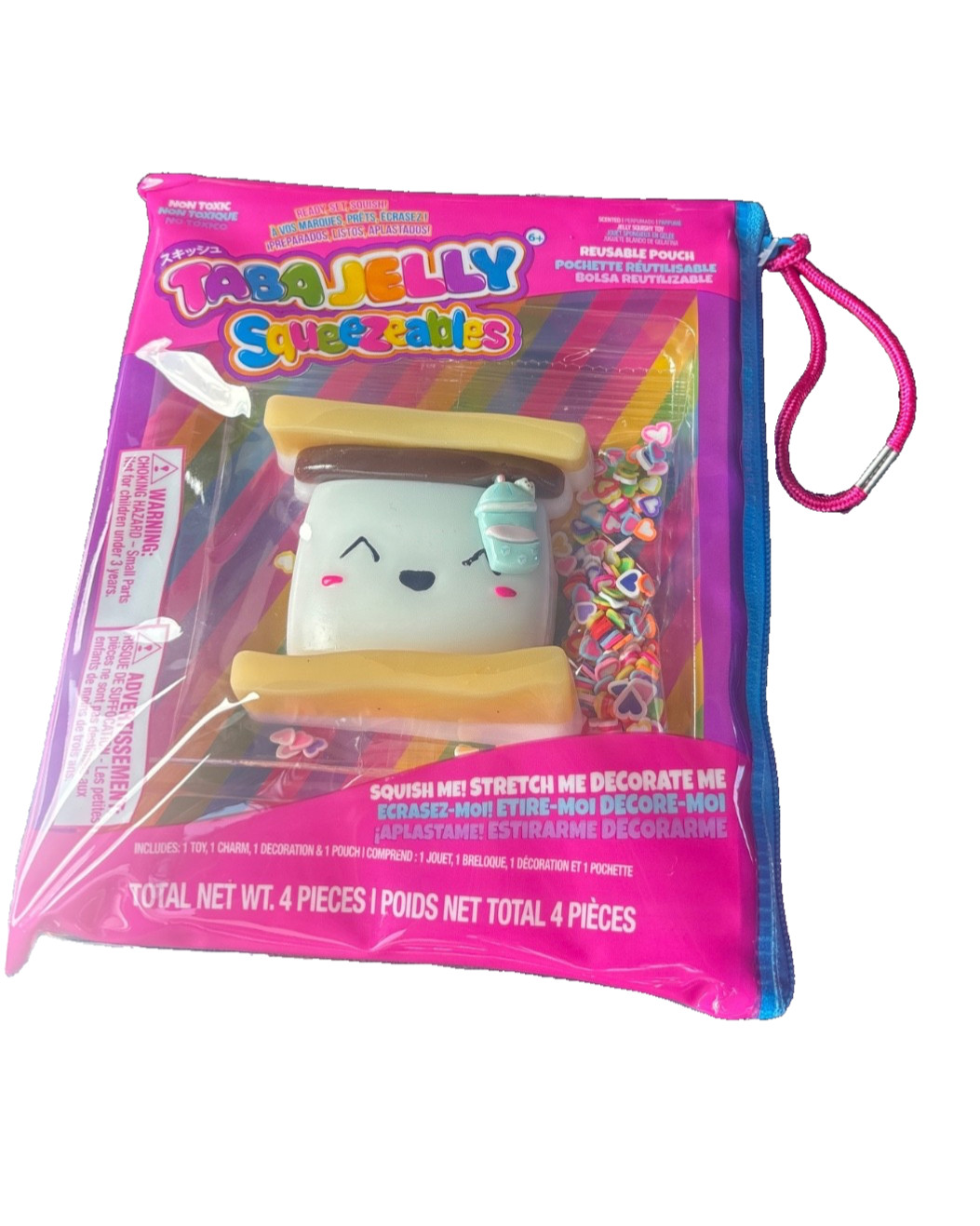 Taba Jelly Decorating Squeezeables S’more Squishy Toy With Reusable Pouch New