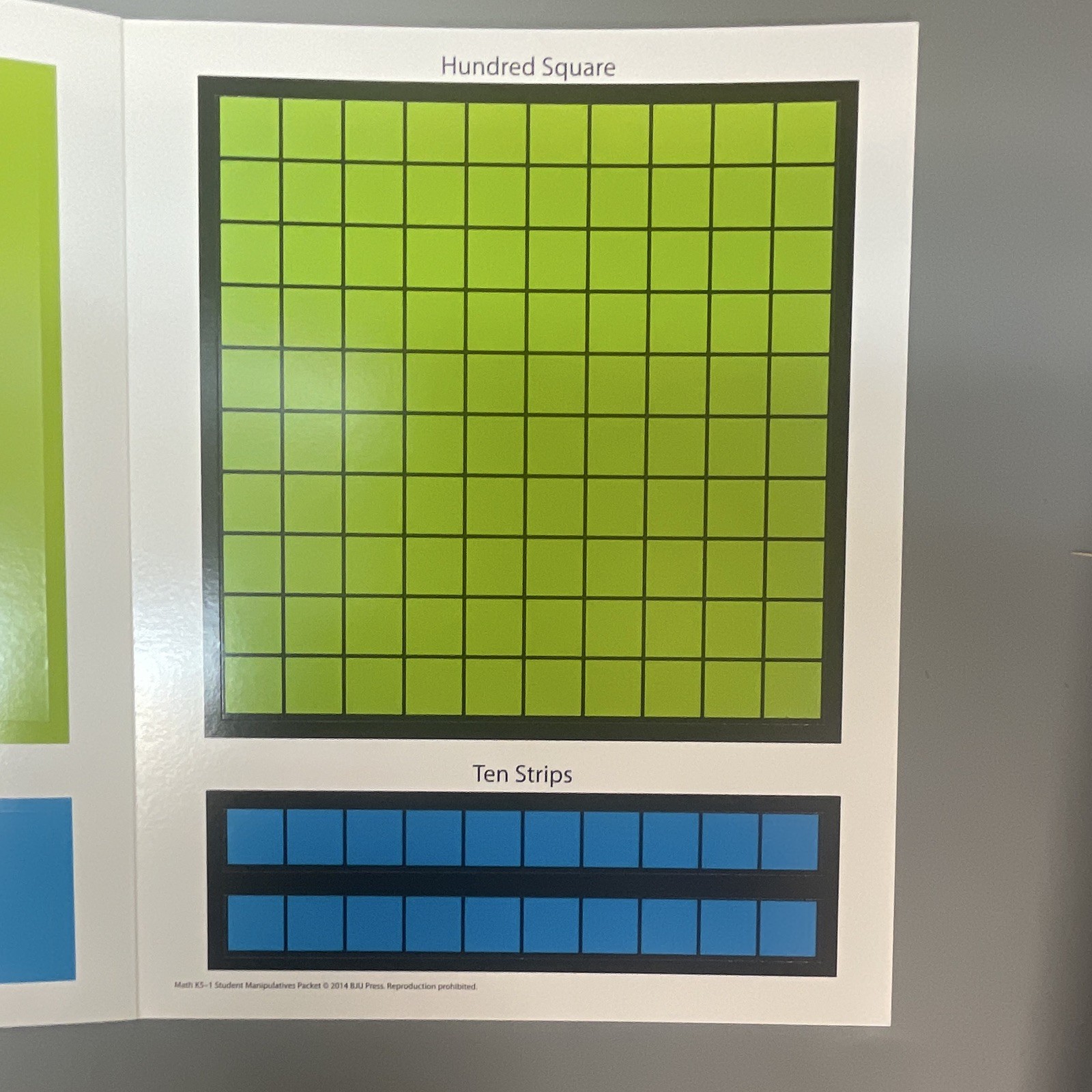 BJU Press Math K5-1 Student Manipulatives Packet 4th Ed 2014 Ages 4-7