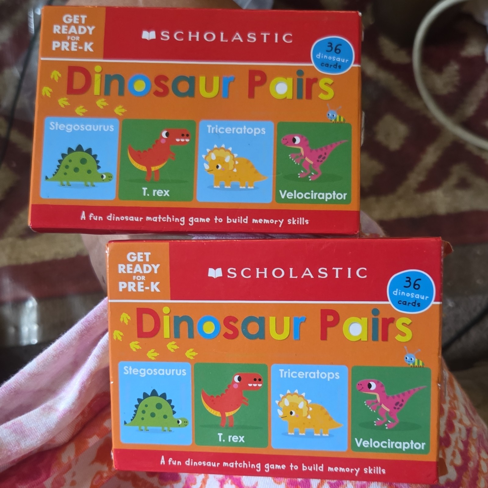 Scholastic Get Ready for Pre-K Dinosaur Pairs Matching Game 36 Cards Age 3+