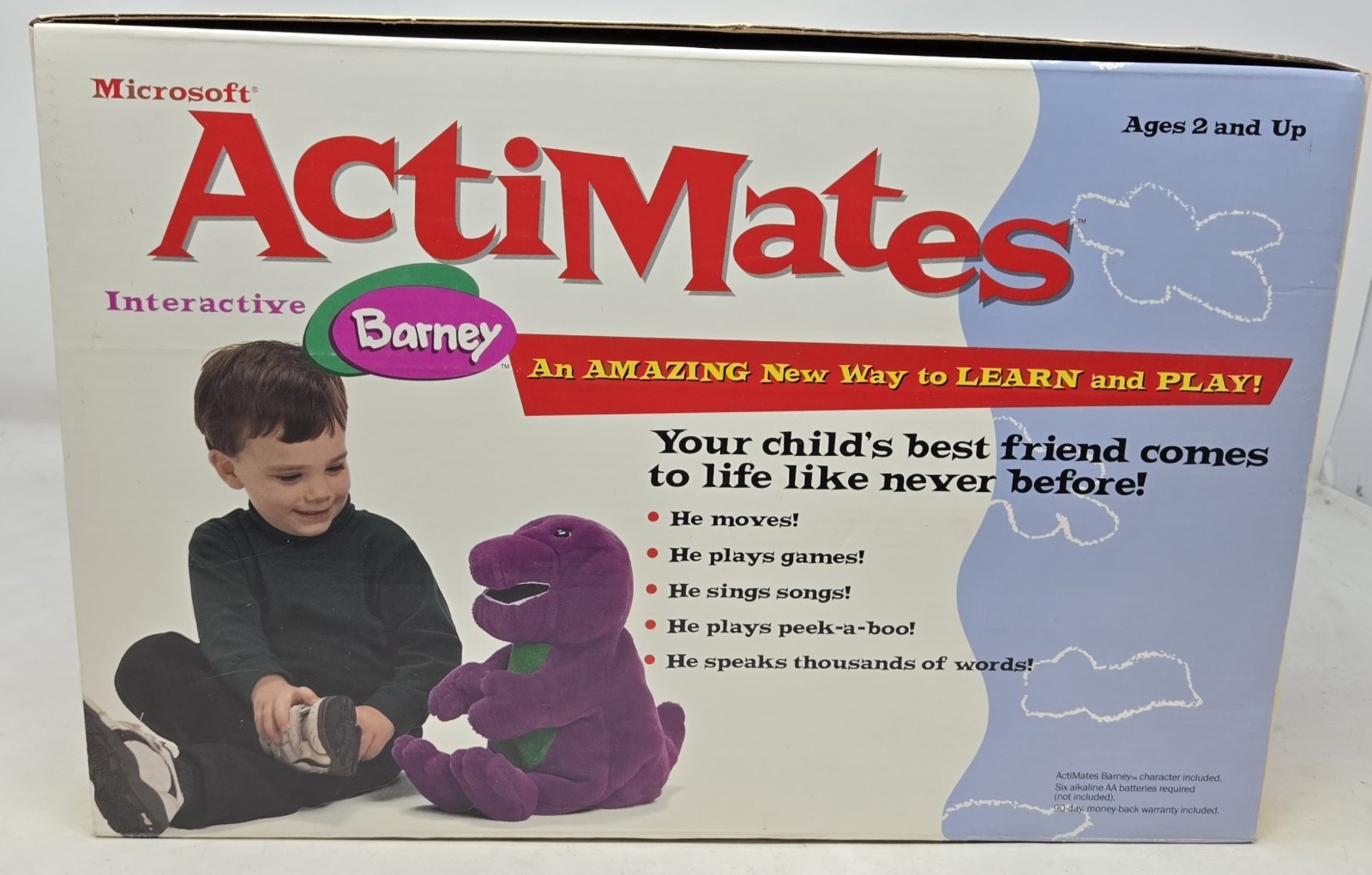CIB Microsoft ActiMates 1998 Interactive Barney w/ Box Moves Plays Speaks Sings