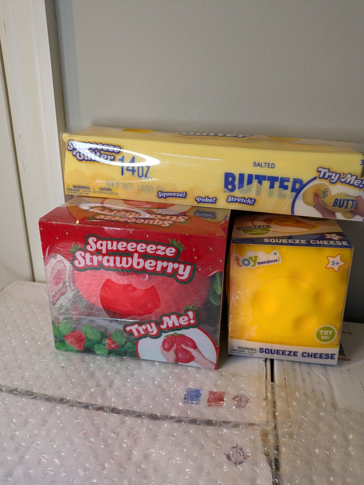 🍓🧀🧈Sunny Days, ToyMendous Squishies Strawberry, Butter 14 Oz, And Cheese…
