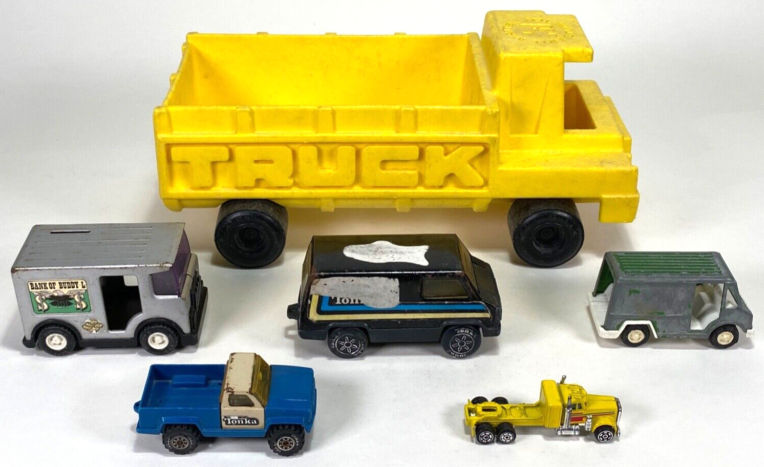 Mixed Lot of 6 Toy Trucks/Vans – Tuff Stuff, Tonka, Universal, Panel