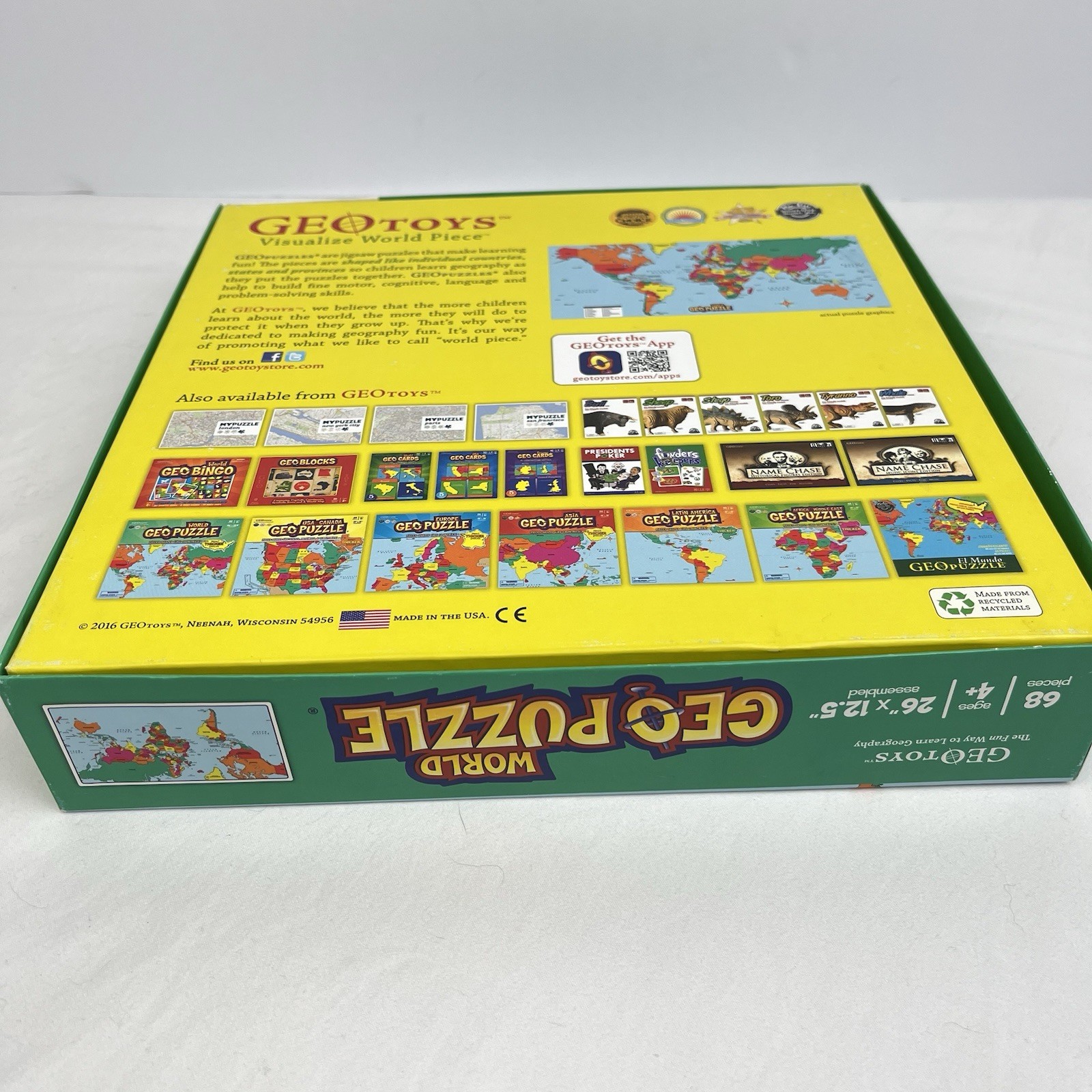 GeoPuzzle GeoToys Geography World Map Puzzle Country Shaped Pieces 68 Complete