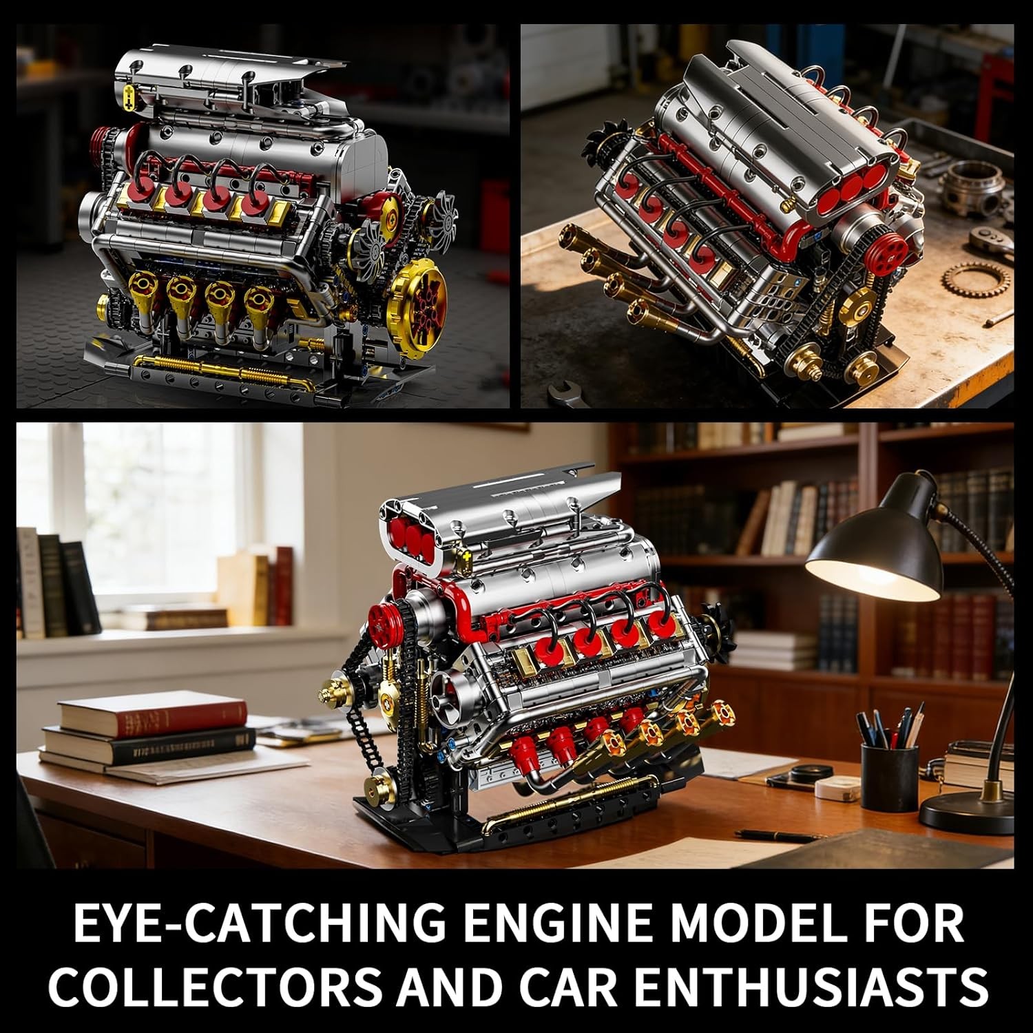 V8 Engine Model Kit That Runs 8-Cylinder Car Engine Building Set with Rechargeab