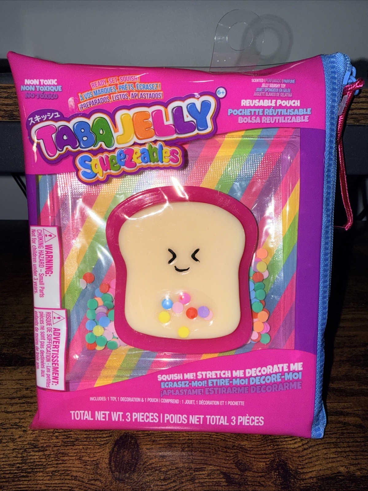 Taba Jelly Squeezeables Scented Timmy Toast Squishy, Bread Squish Squeeze Toy