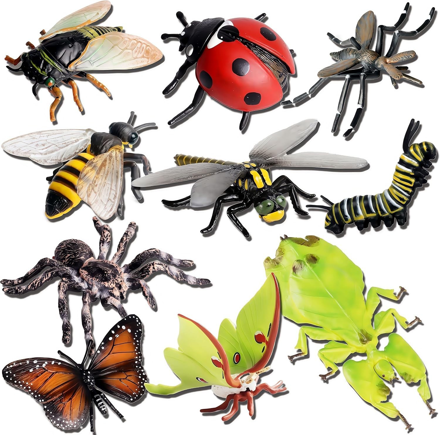 10Pcs Bug Toys for Kids, Woodland Animals, Insect Figurines, Cicada, Ladybird…