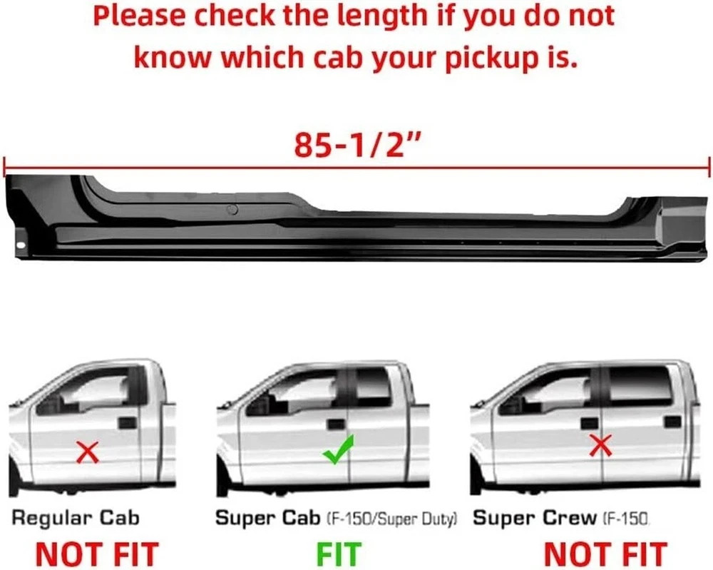 Rocker Panel fit 2009-2014 Ford F150 Super Cab Extended Cab 85.5″ Guard Plates