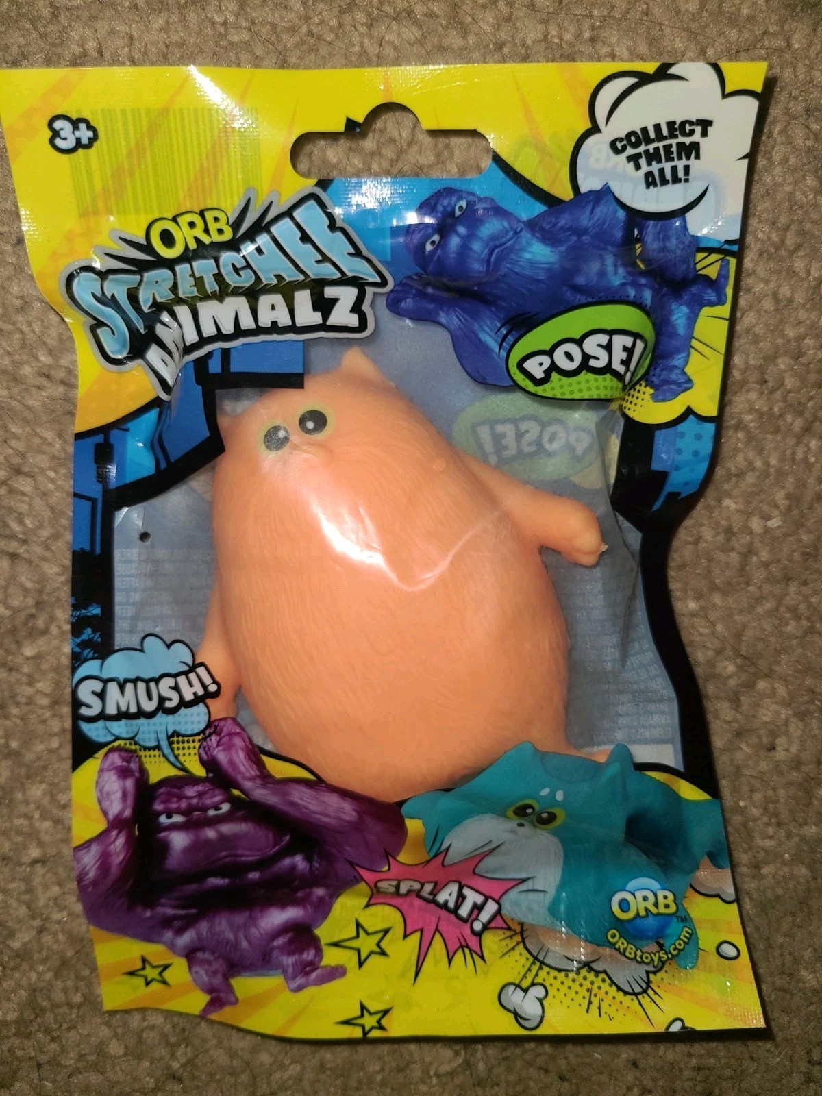 ORB Stretchy Animalz Tactile Squeeze Toys 2-Pack Gold & Orange SQUISHY! SQUISH!