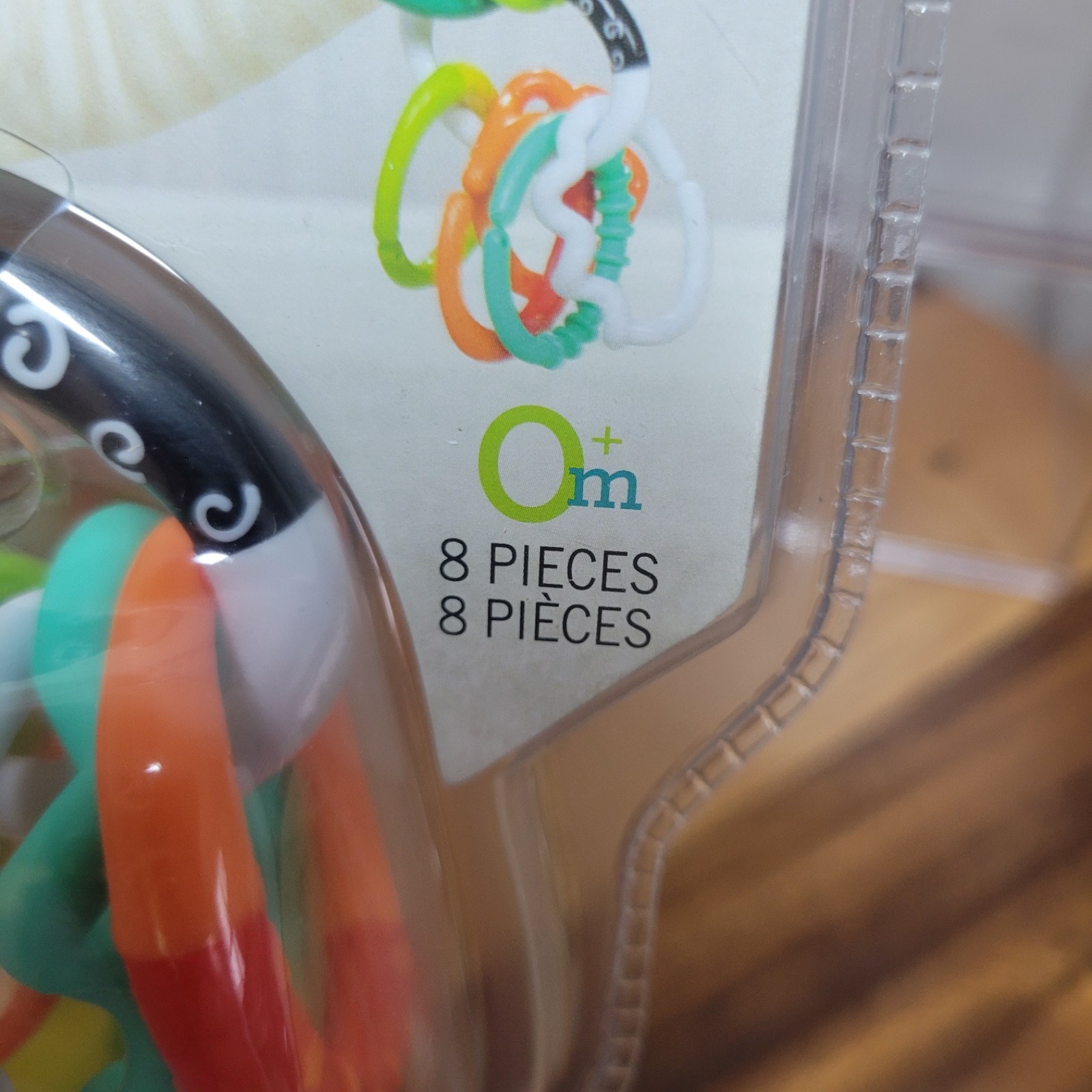 Infantino Ring Links Teether Set ~ 8 Pieces ~ Stroller & Car Seat Toy ~ Bright