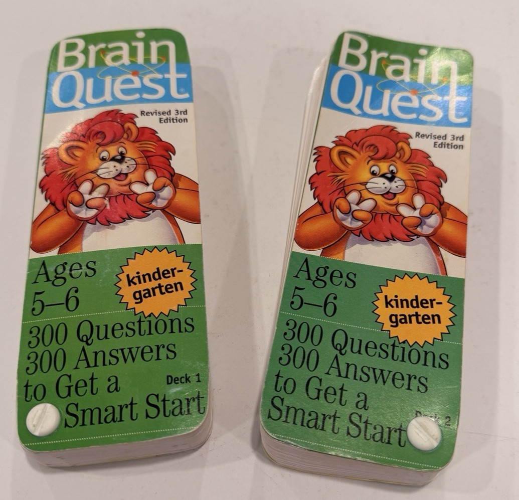 Brain Quest Kindergarten Revised 3rd Edition Decks 1 & 2 Ages 5-6 300 Questions