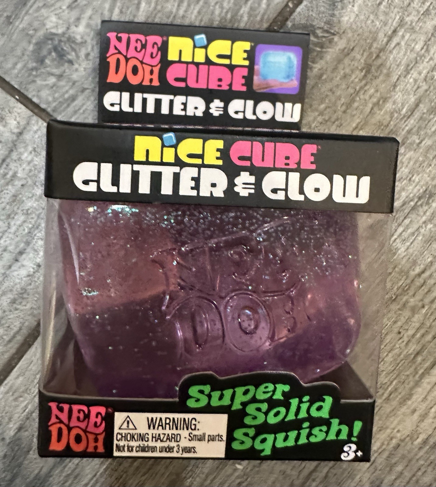NeeDoh Nice Cube Glitter and Glow, Nee Doh Squishy Ice Cube X 1