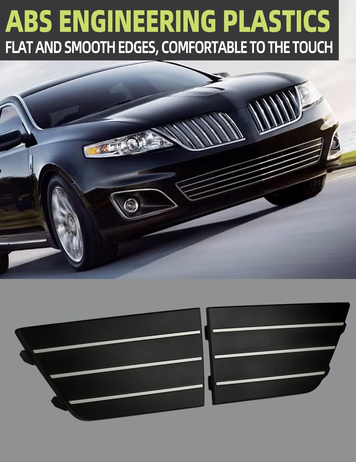 Front Lower Bumper Grill Grille Insert Cover Cover(Pair), Black