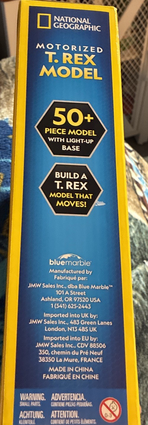 National Geographic Blue Marble STEM Motorized T. Rex Model, Moves,Light-up Base