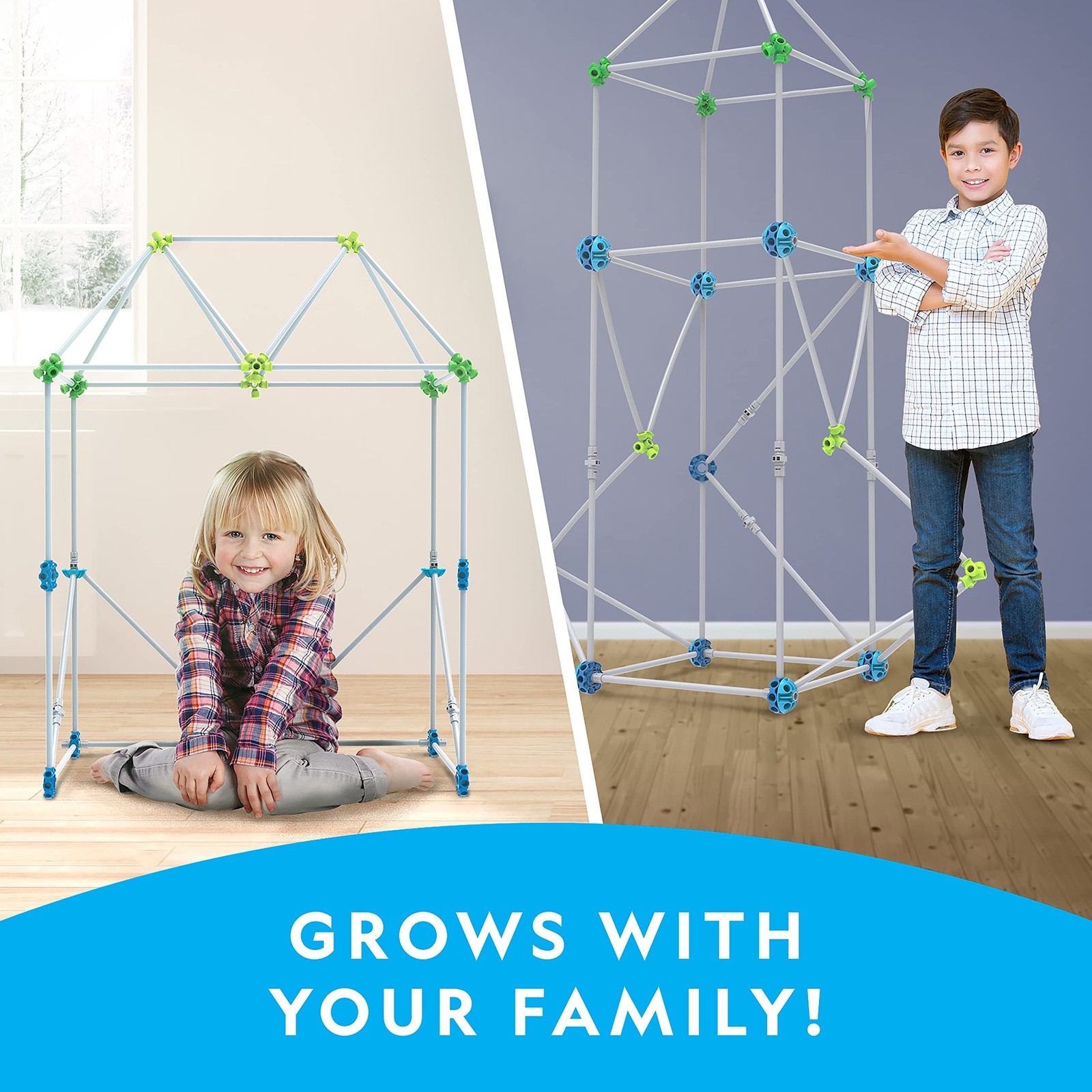NATIONAL GEOGRAPHIC Kids Fort Building Kit – 135-Piece Indoor Fort Builder, C…