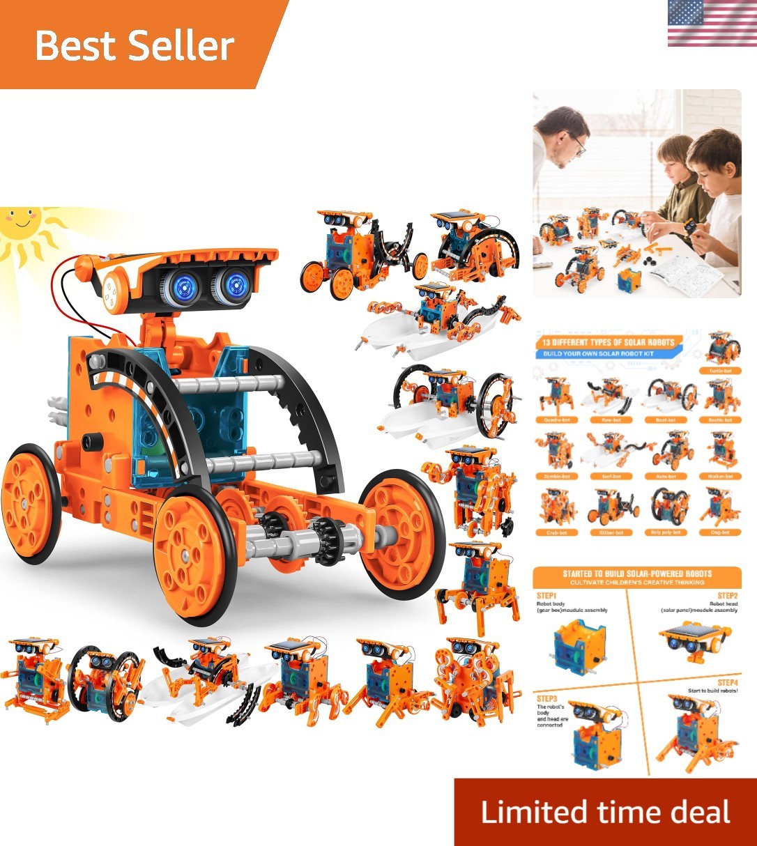 Hands-On 13-in-1 STEM Solar Robot Kit for Kids 8-12 – Fun Learning Experience