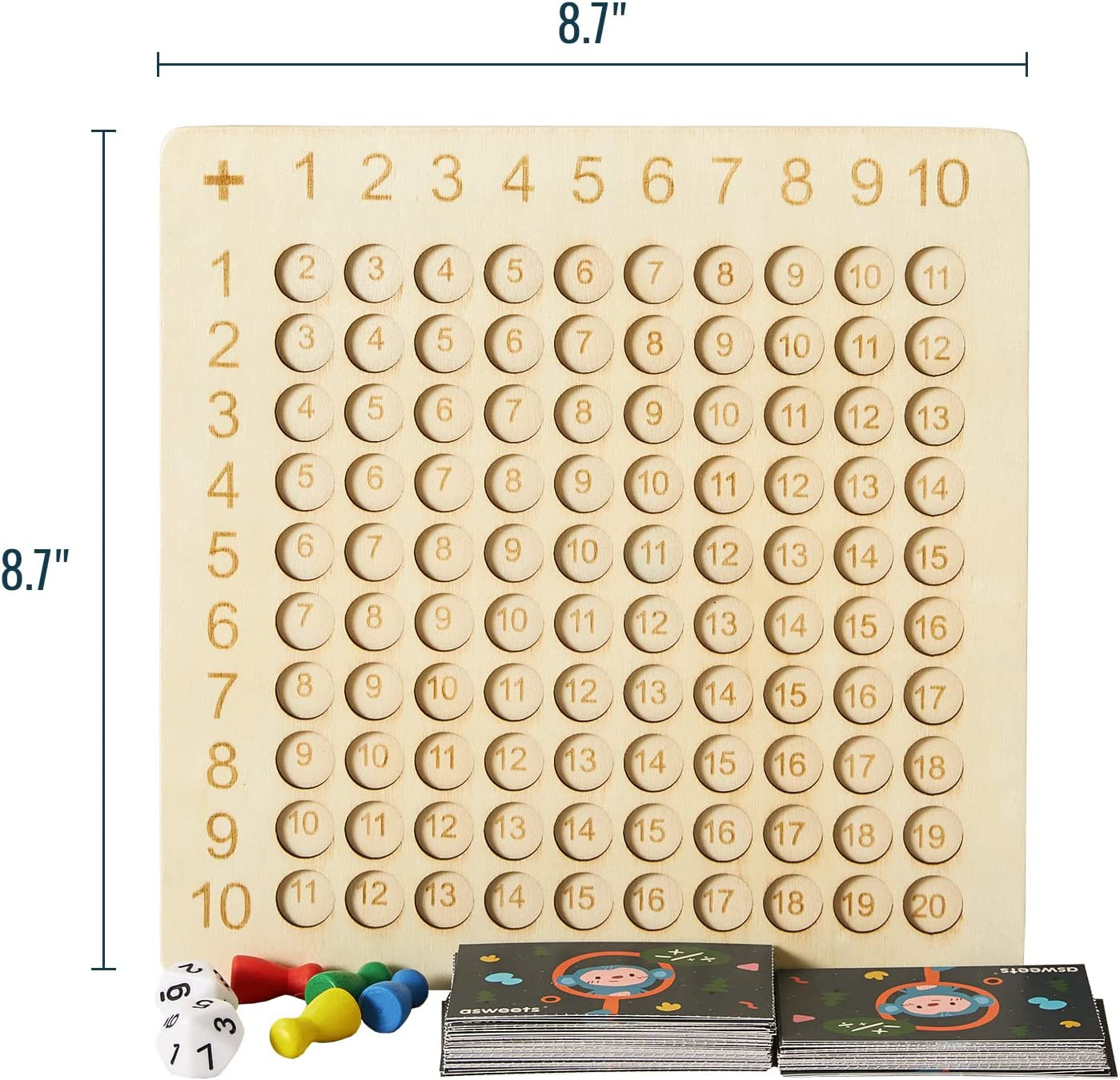 Wooden Montessori Multiplication Addition Board Game Toy Educational Math Table