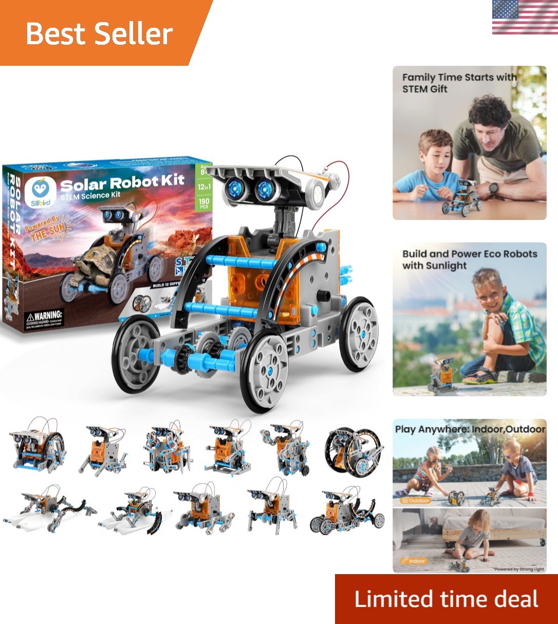 12-in-1 Solar Robot Building Kit STEM Gift for Boys Aged 8-13, DIY Science Ed…