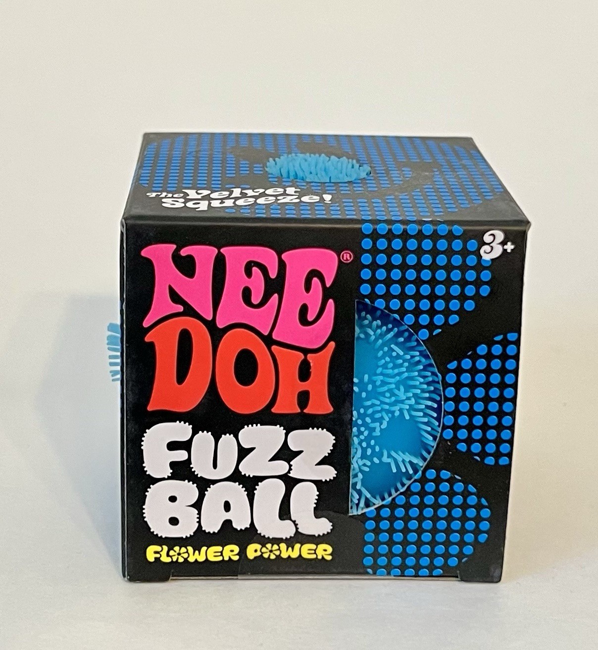 BLUE Needoh FUZZ BALL Flower Power Nee Doh Squish Stress Ball NEE-DOH Fuzzball