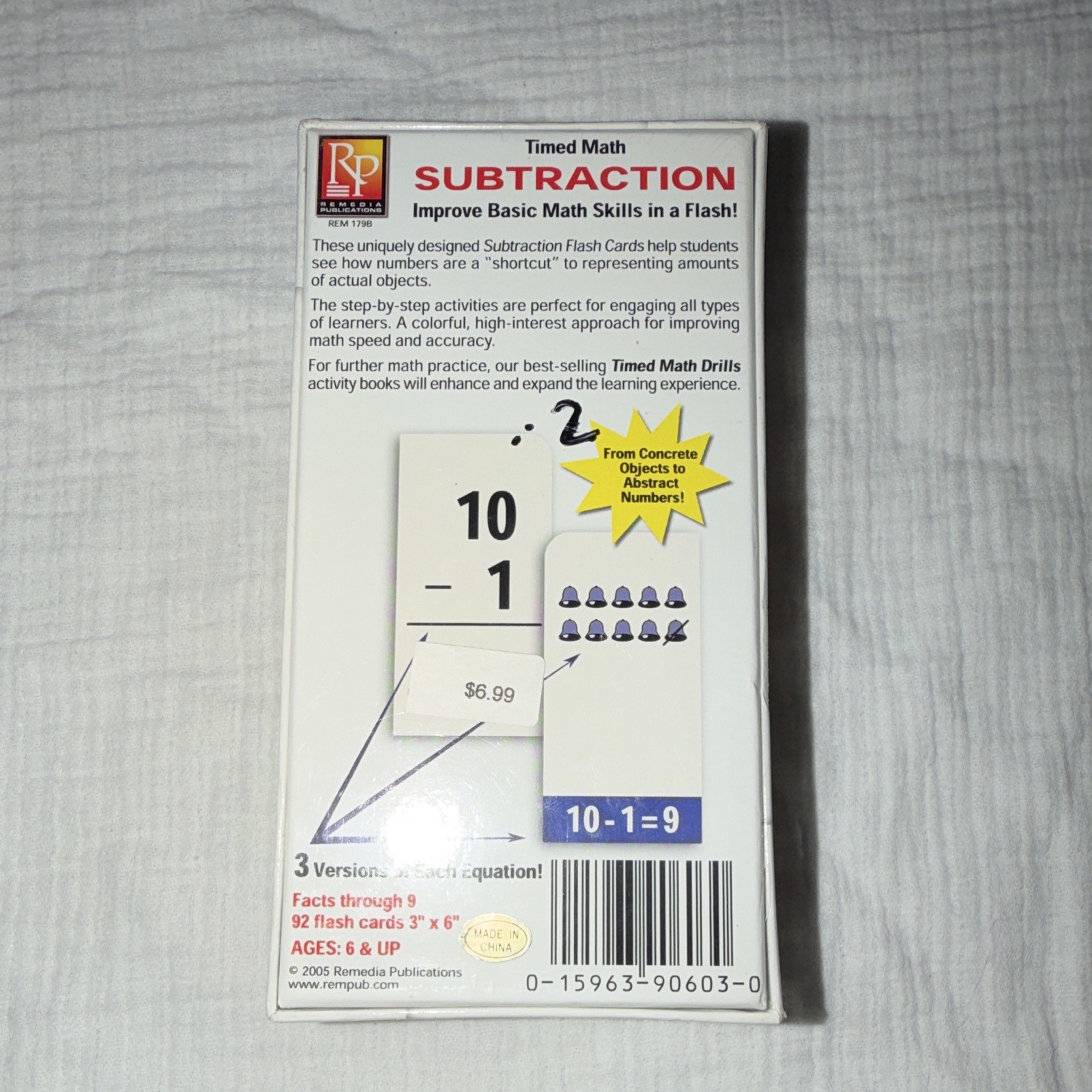 Remedia Publications Timed Math Subtraction Flash Cards Facts Through 9 Ages 6+