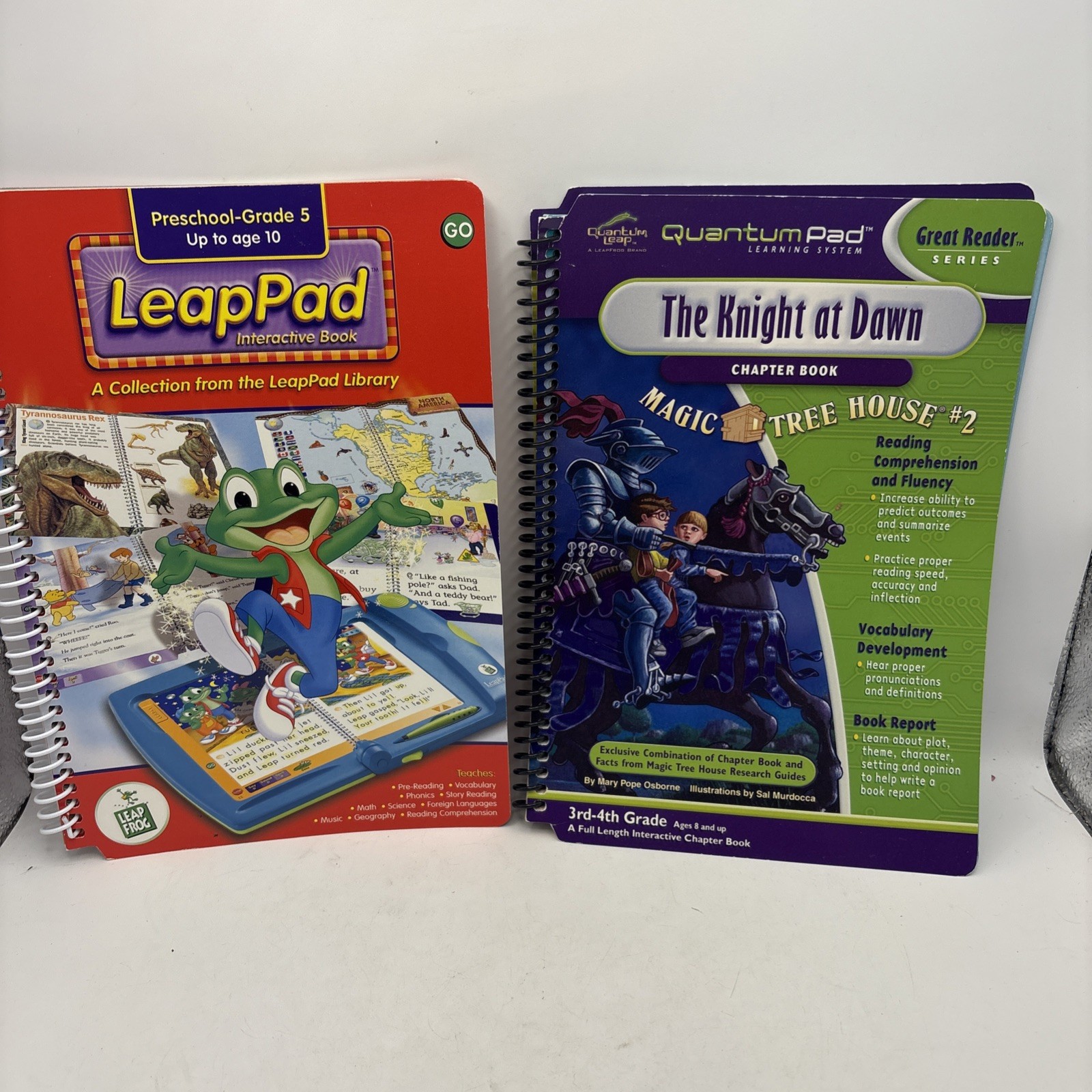 VINTAGE LeapFrog LeapPad Learning System bundle 9 Books 8 Cartridges Backpack CA