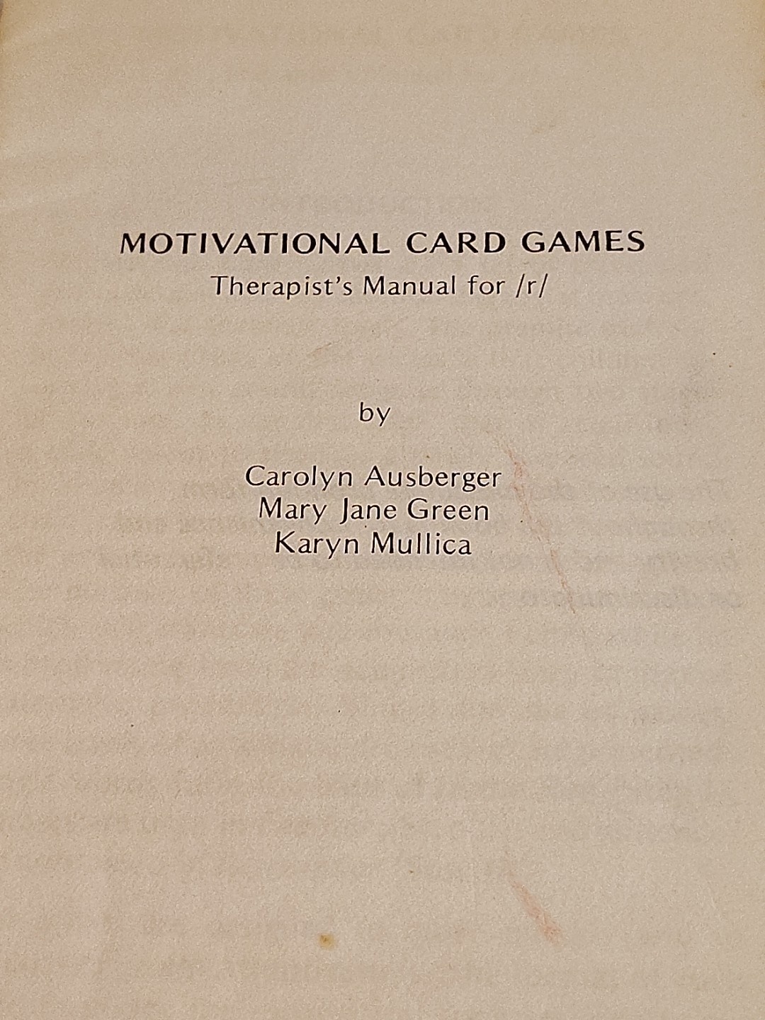 Rare Vintage 1979 Speech Articulation Therapy R Sounds Motivational Card Games