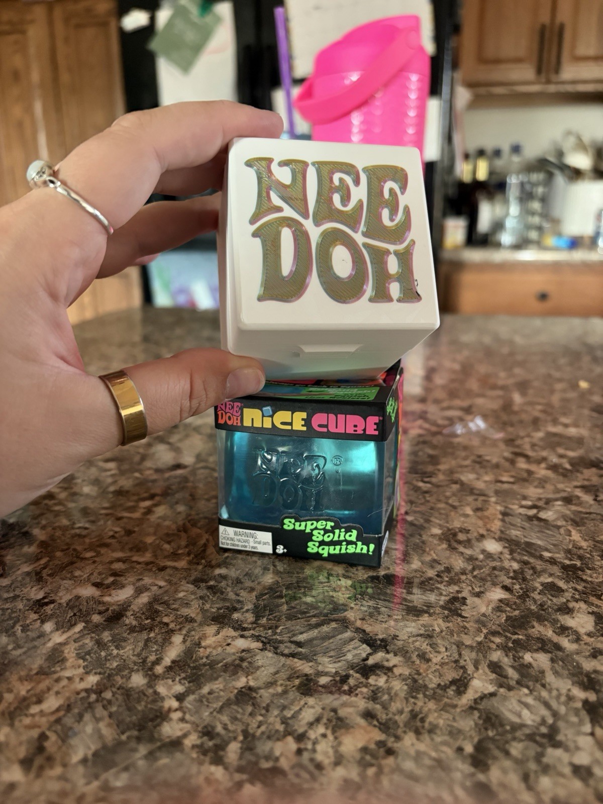 Schylling NeeDoh Nice Cube Swirlin’ USA Super Solid Squish W/ 3D printed case