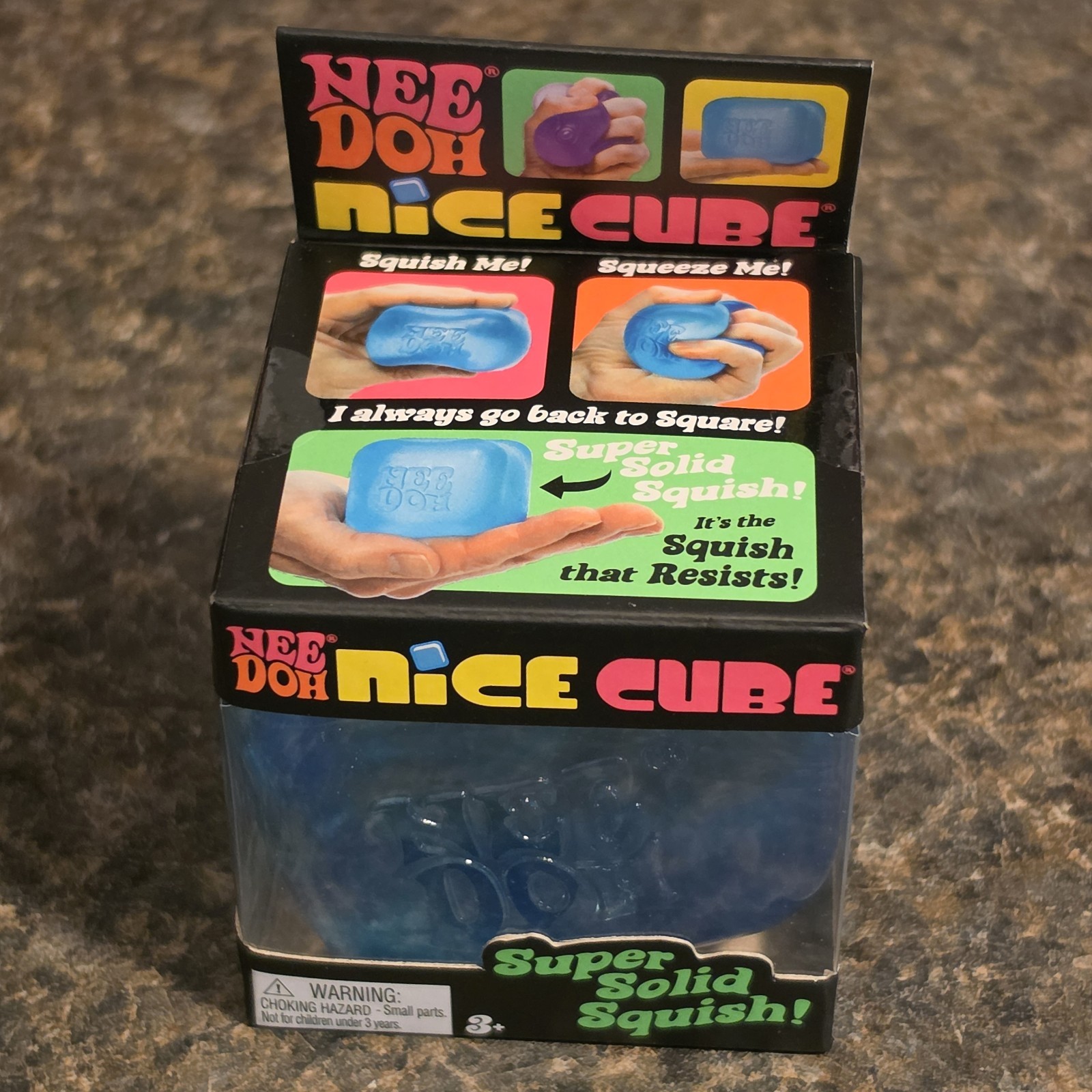 Schylling NeeDoh Nice Cube Blue Stress Ball Sensory Toy Square Shape Brand New