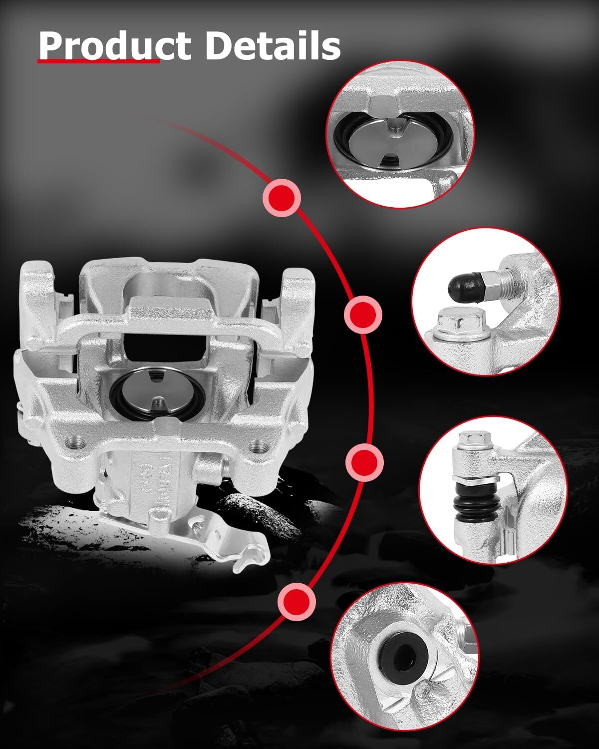 cciyu 19B6384 19B6385 Rear Left & Right Disc Brake Calipers with Bracket For