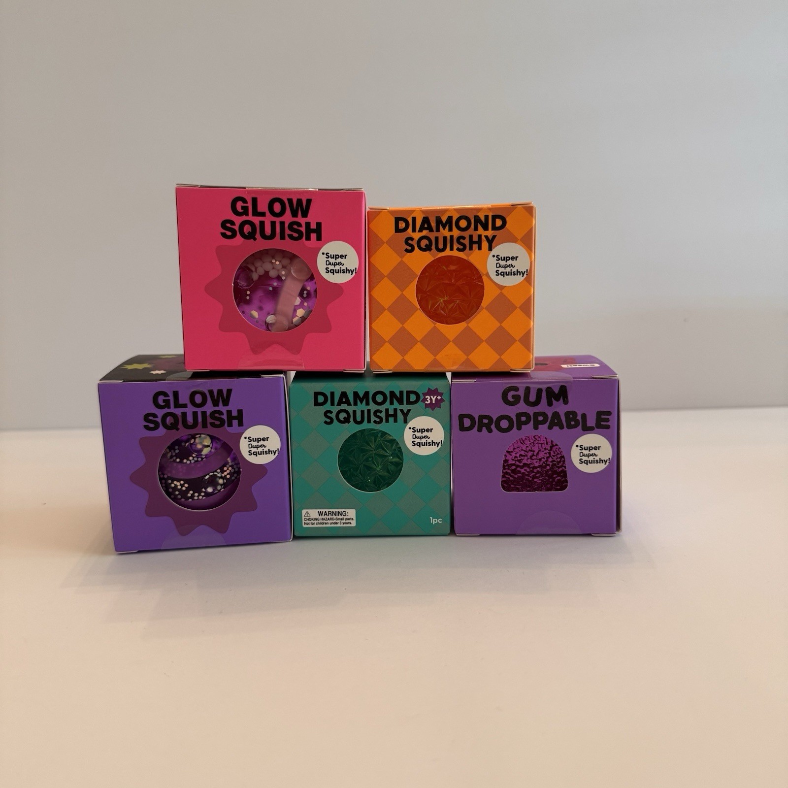 J’adore Squishy Set Of 5 Glow Up, Diamond, Gum Squishy, Viral