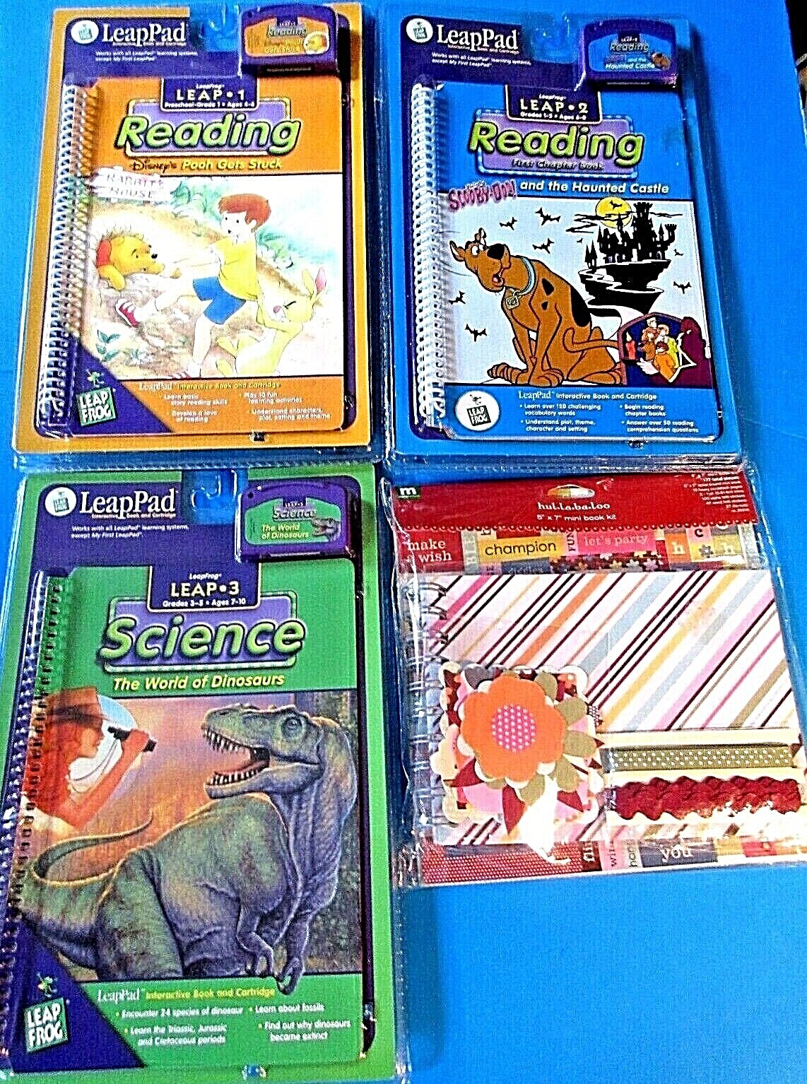 Lot of 3 LeapFrog 1 2 3 Reading & Science Dinosaur Gr 1-3 plus Mini Book Kit
