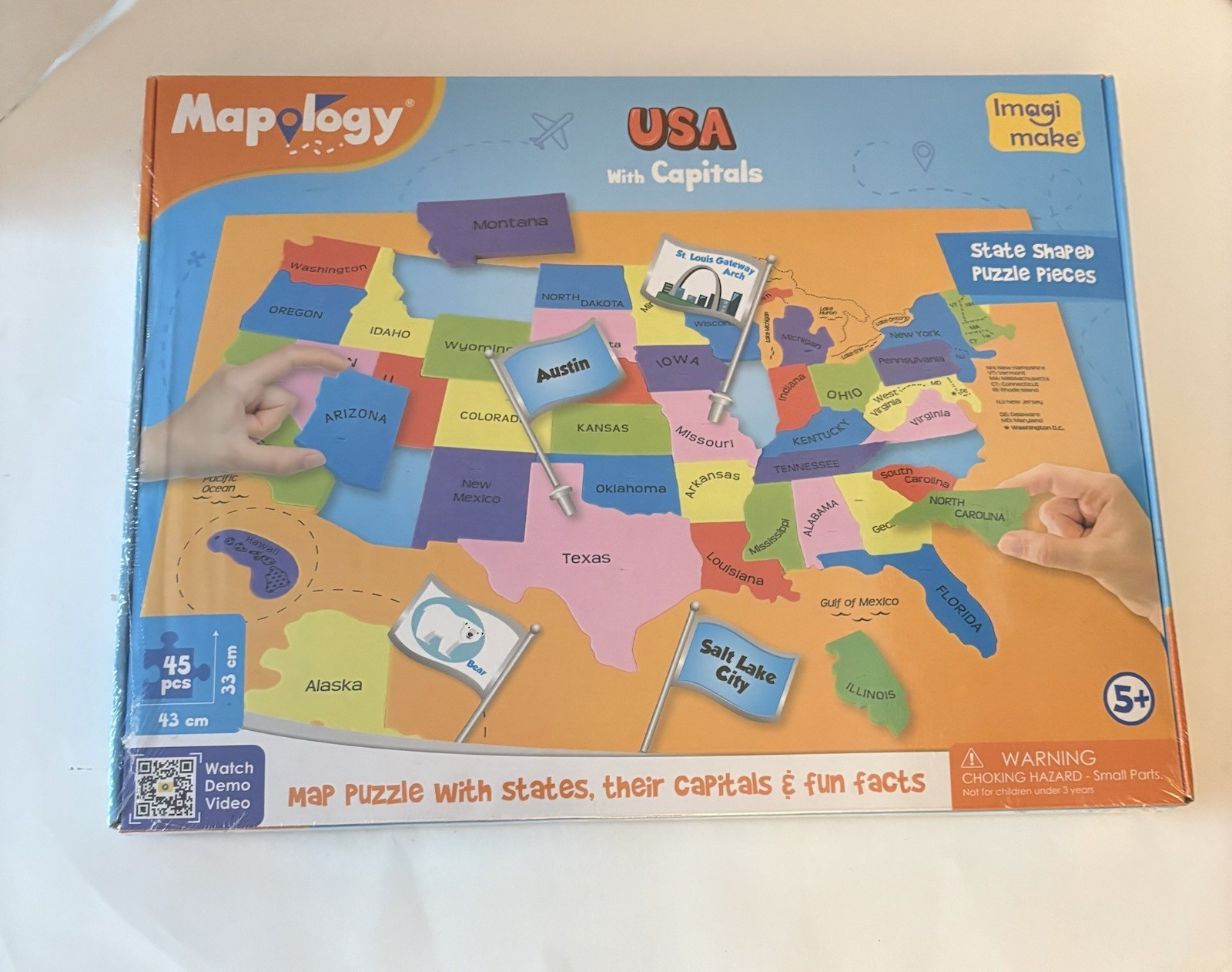 Mapology USA Map with Capitals For Learning States and Capitals Kids Puzzle