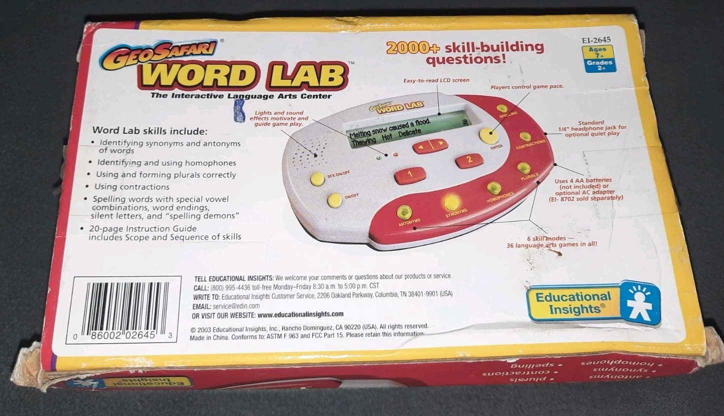 GeoSafari Educational Insights WORD LAB – W/Box & Instructions, Language Skills